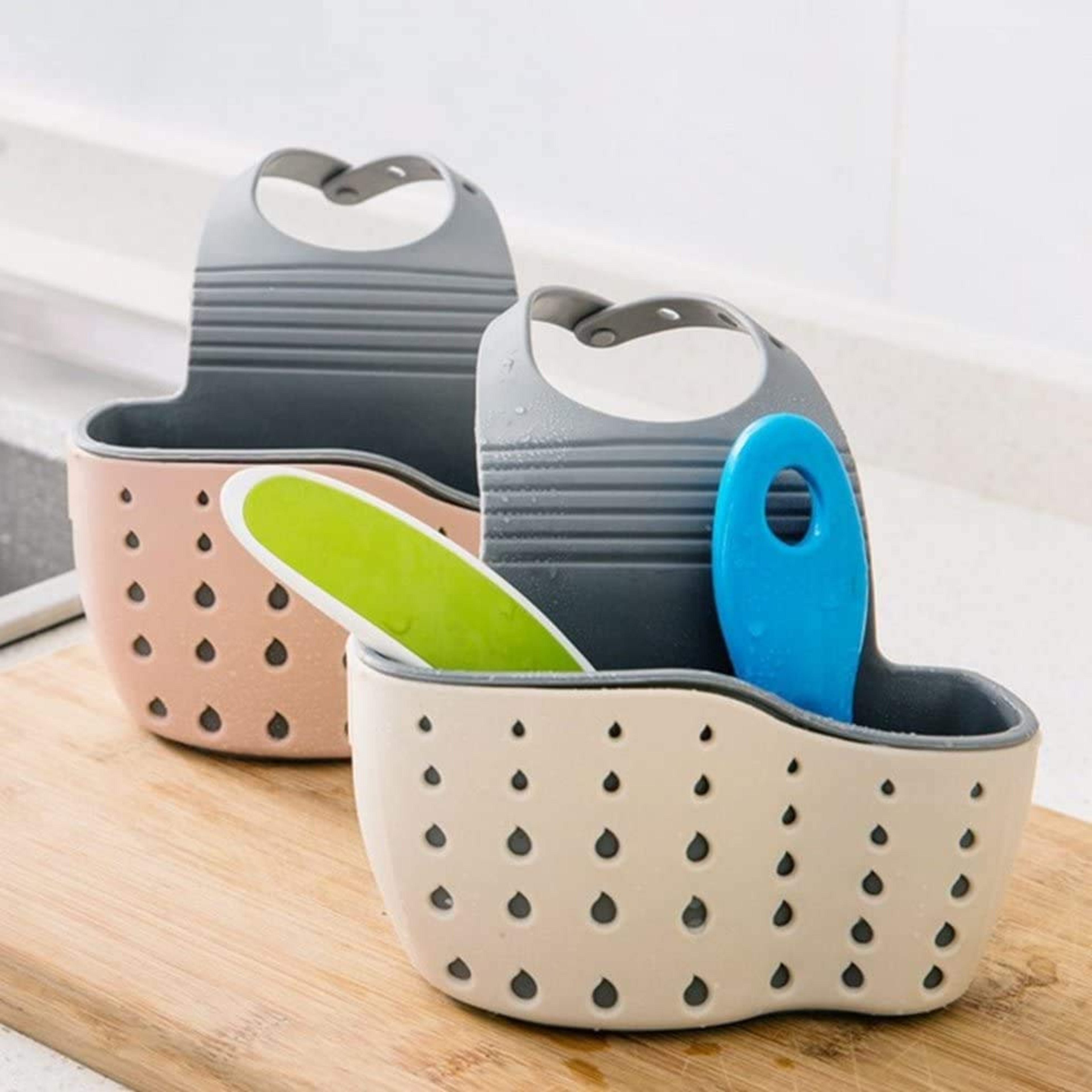 Adjustable Kitchen Sink Caddy Sponge Holder with Drain Holes – view 3