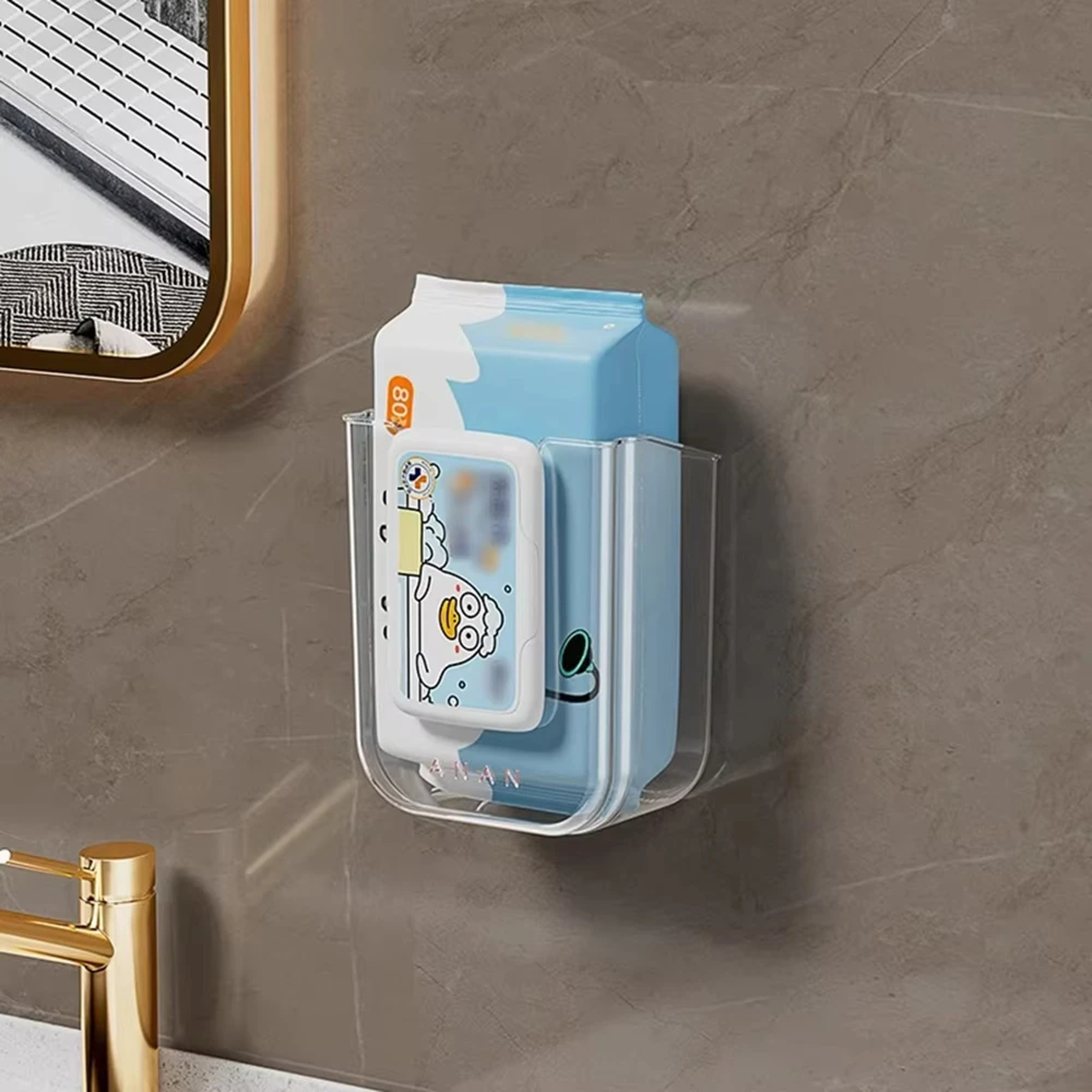 No Drill Wall Mounted Tissue Box And Wet Wipes Holder 5