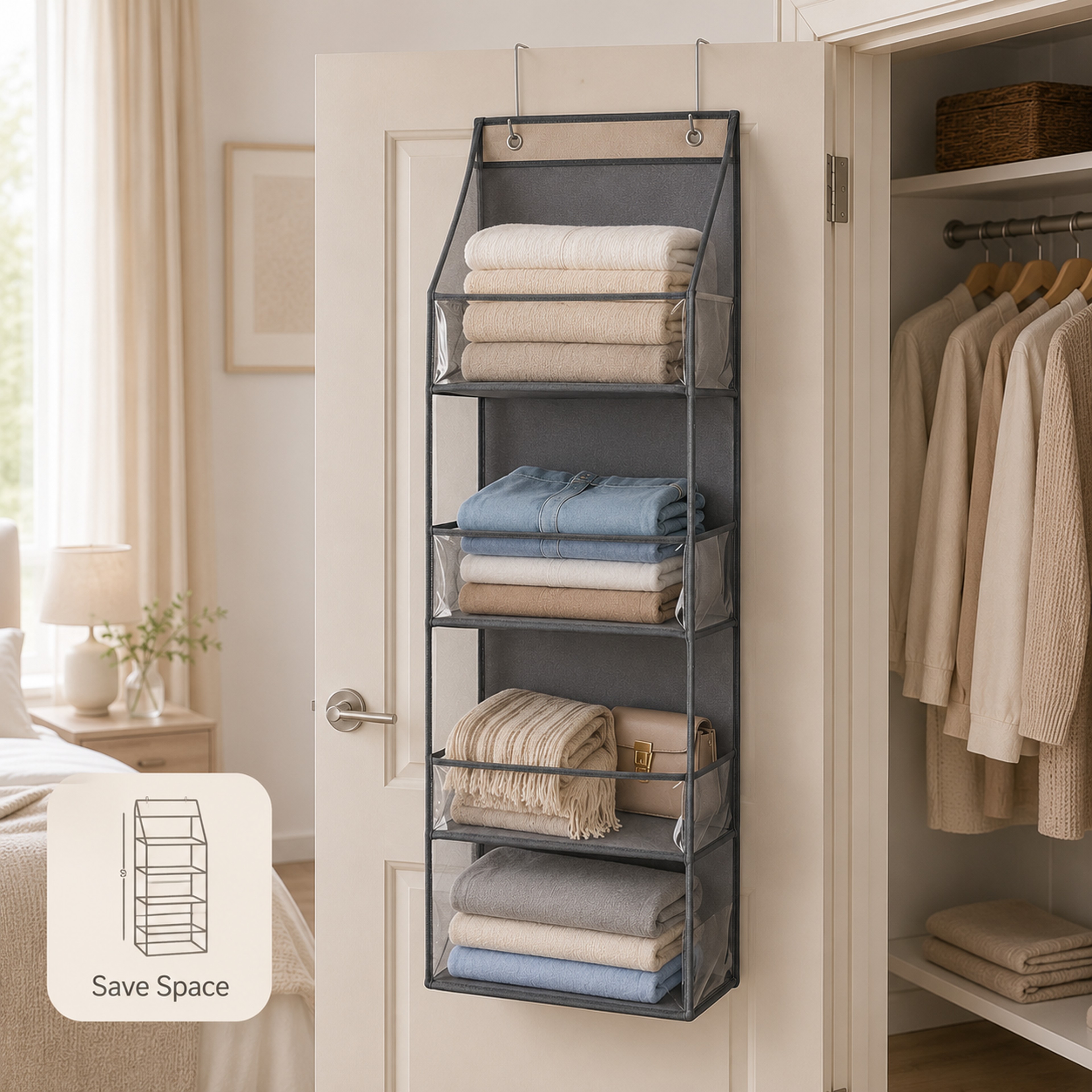 Clear Over The Door Organizer With Hanging Storage Pockets 1