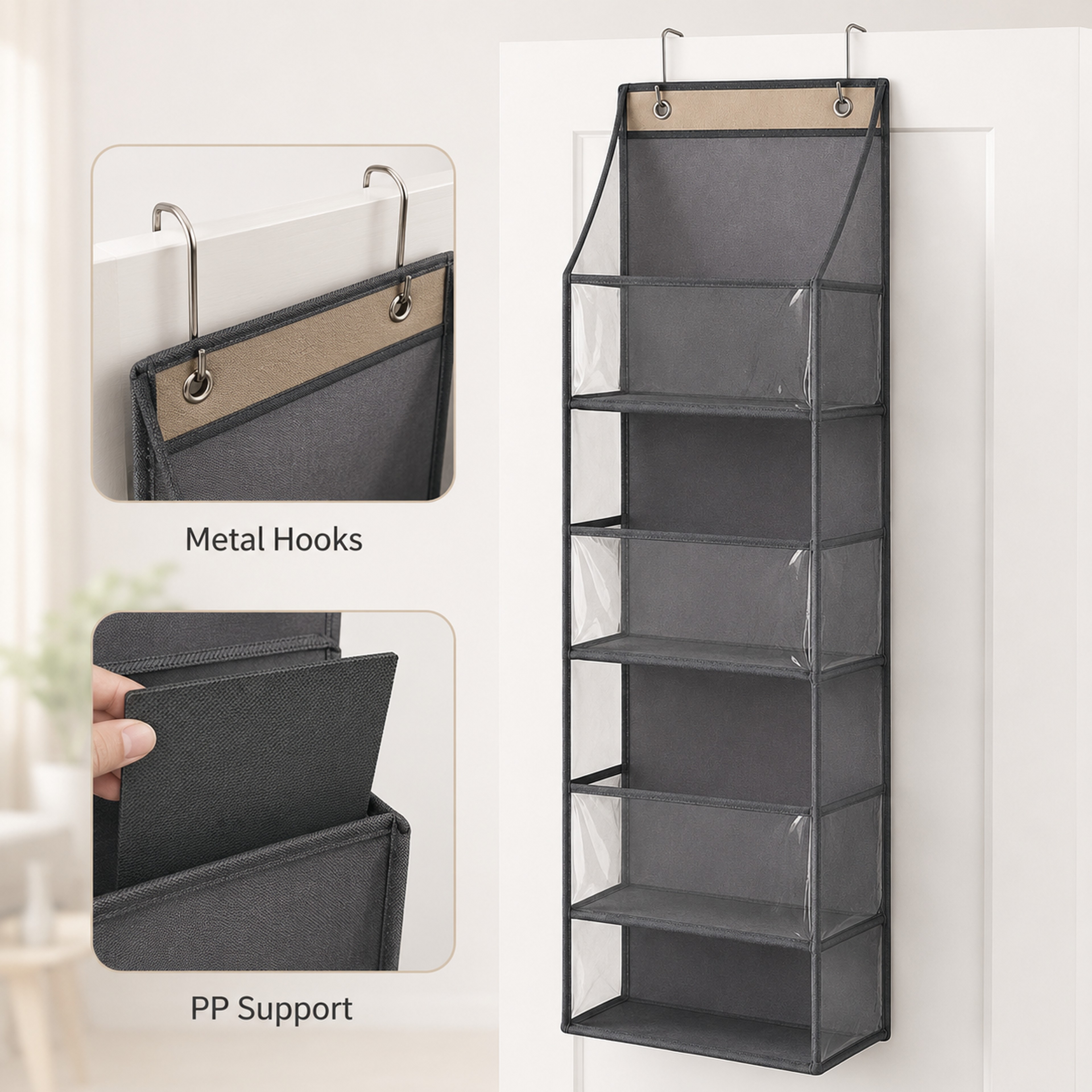 Clear Over The Door Organizer With Hanging Storage Pockets 3