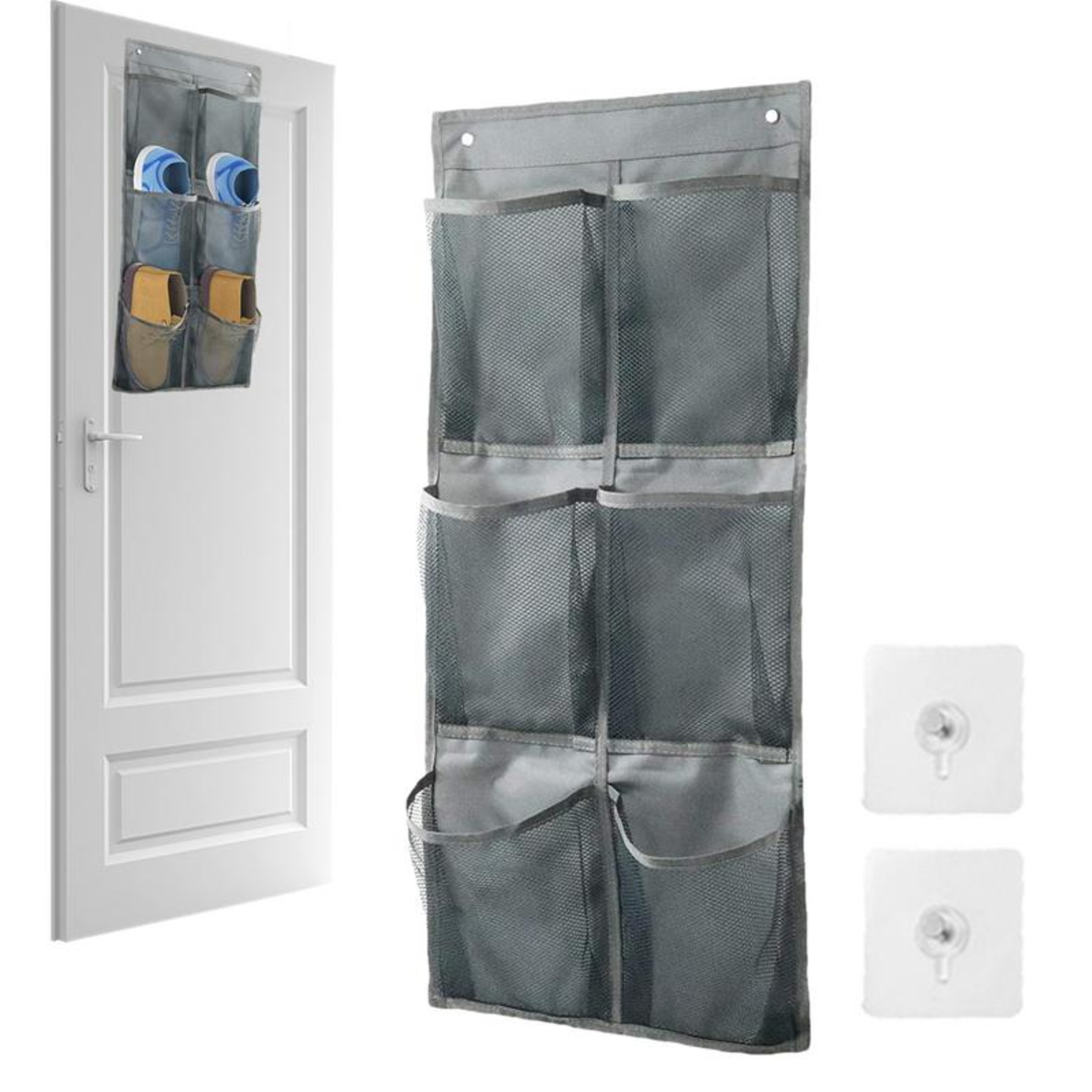 Over The Door Shoe Organizer With Mesh Storage Pockets 0