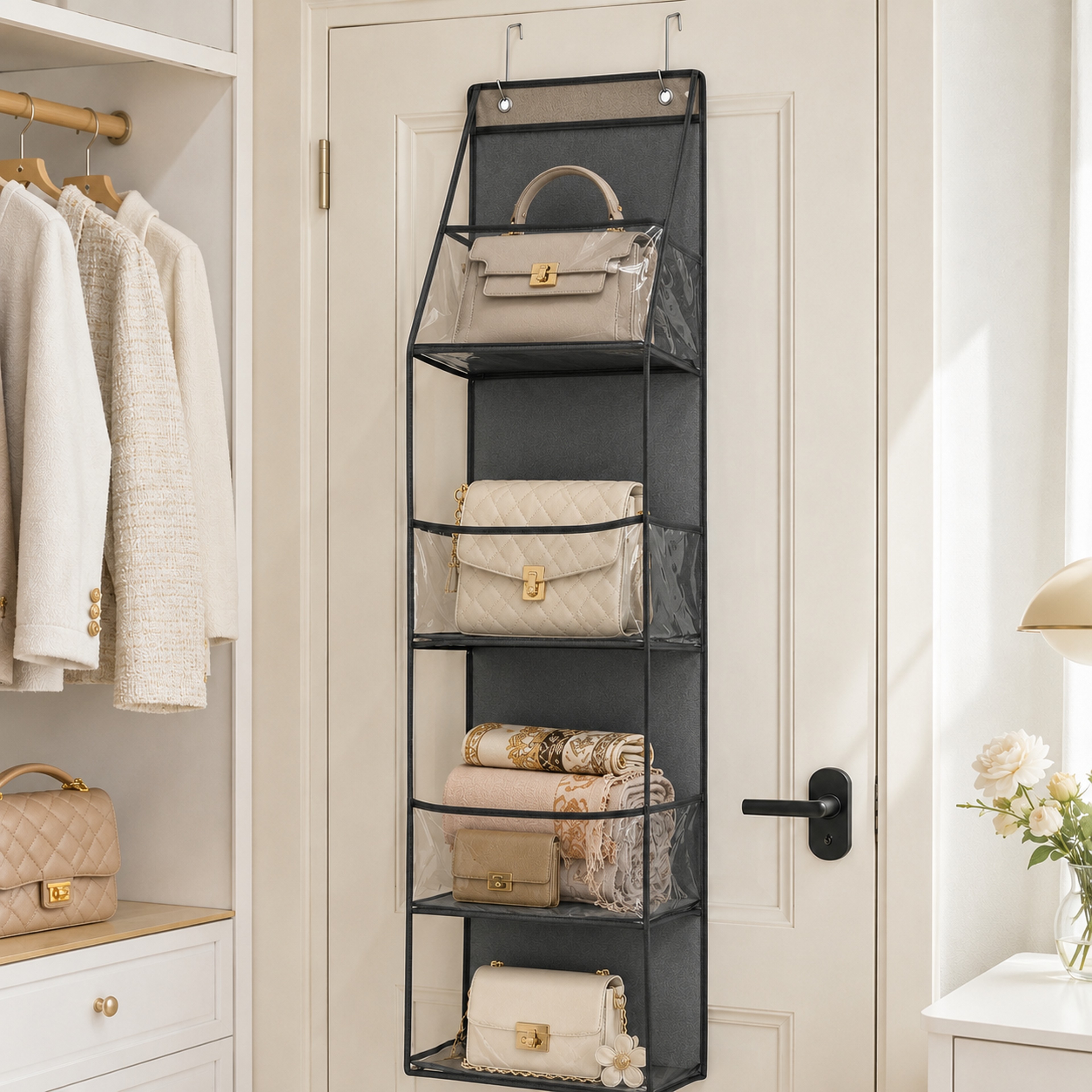 Over the Door Handbag Organizer Clear Pocket Purse and Closet Storage – view 3