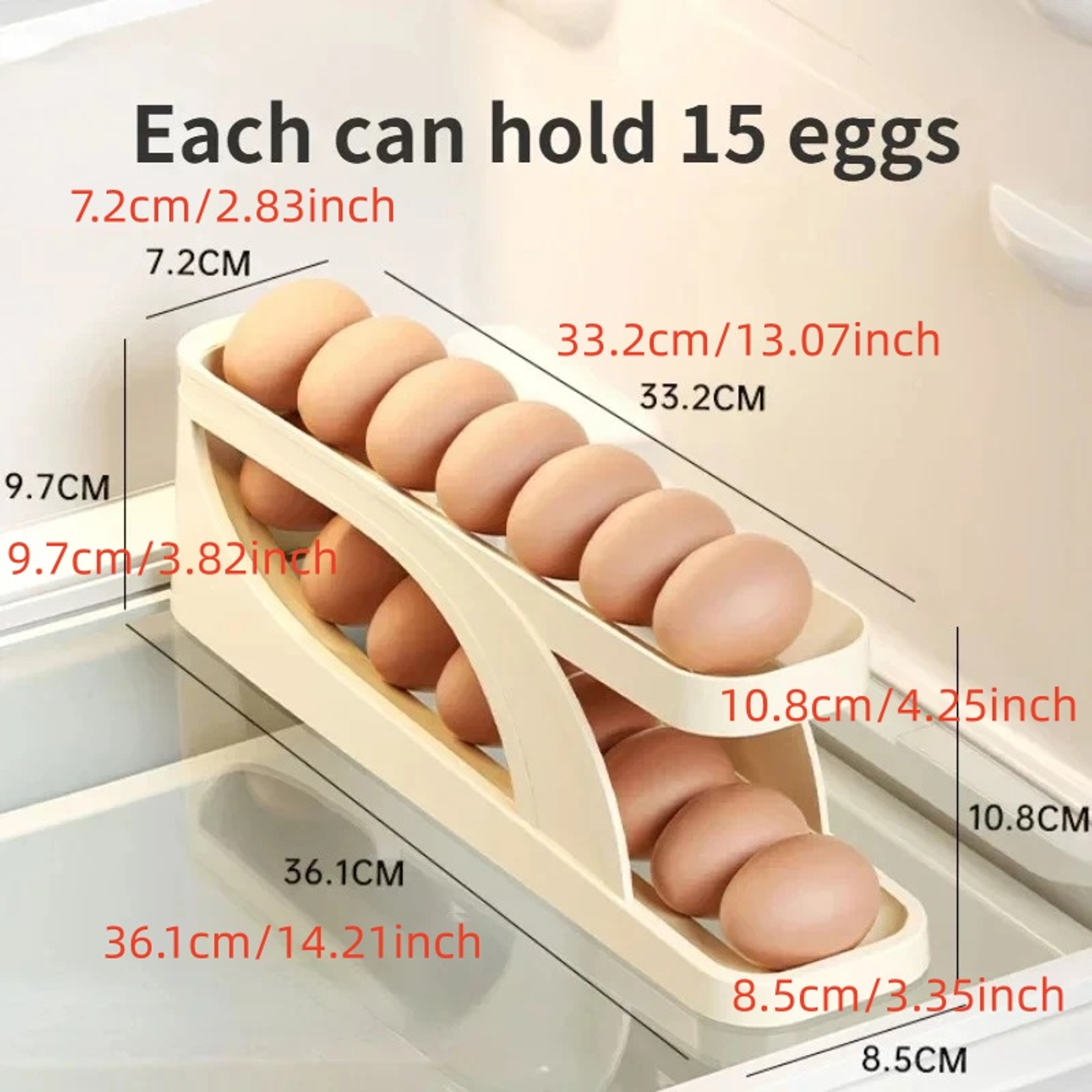 Automatic Rolling Egg Dispenser Space Saving Refrigerator Egg Organizer 6