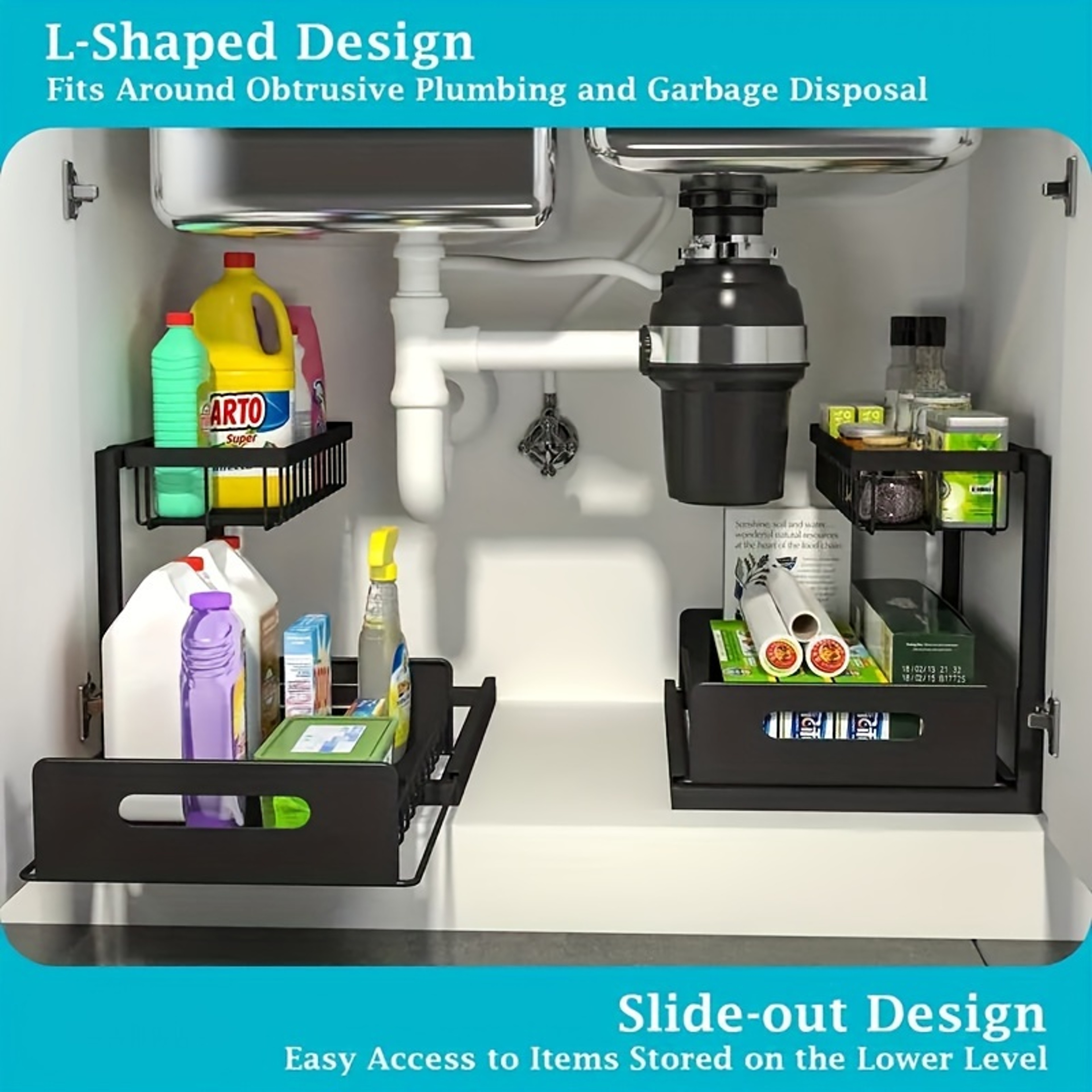 Pull Out Under Sink Organizer Sliding Cabinet Storage Rack 3