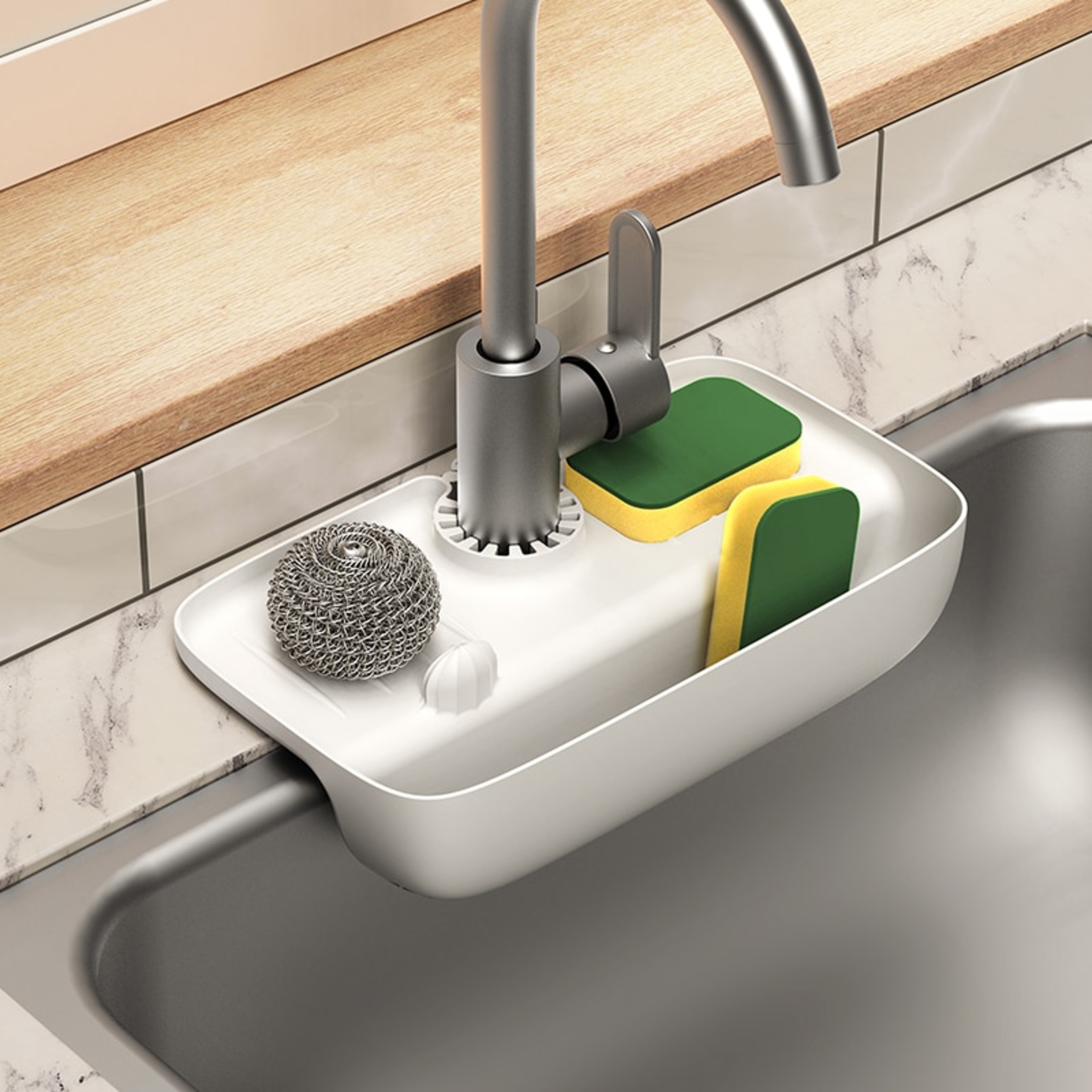Silicone Faucet Mat Sink Splash Guard With Sponge Holder 7