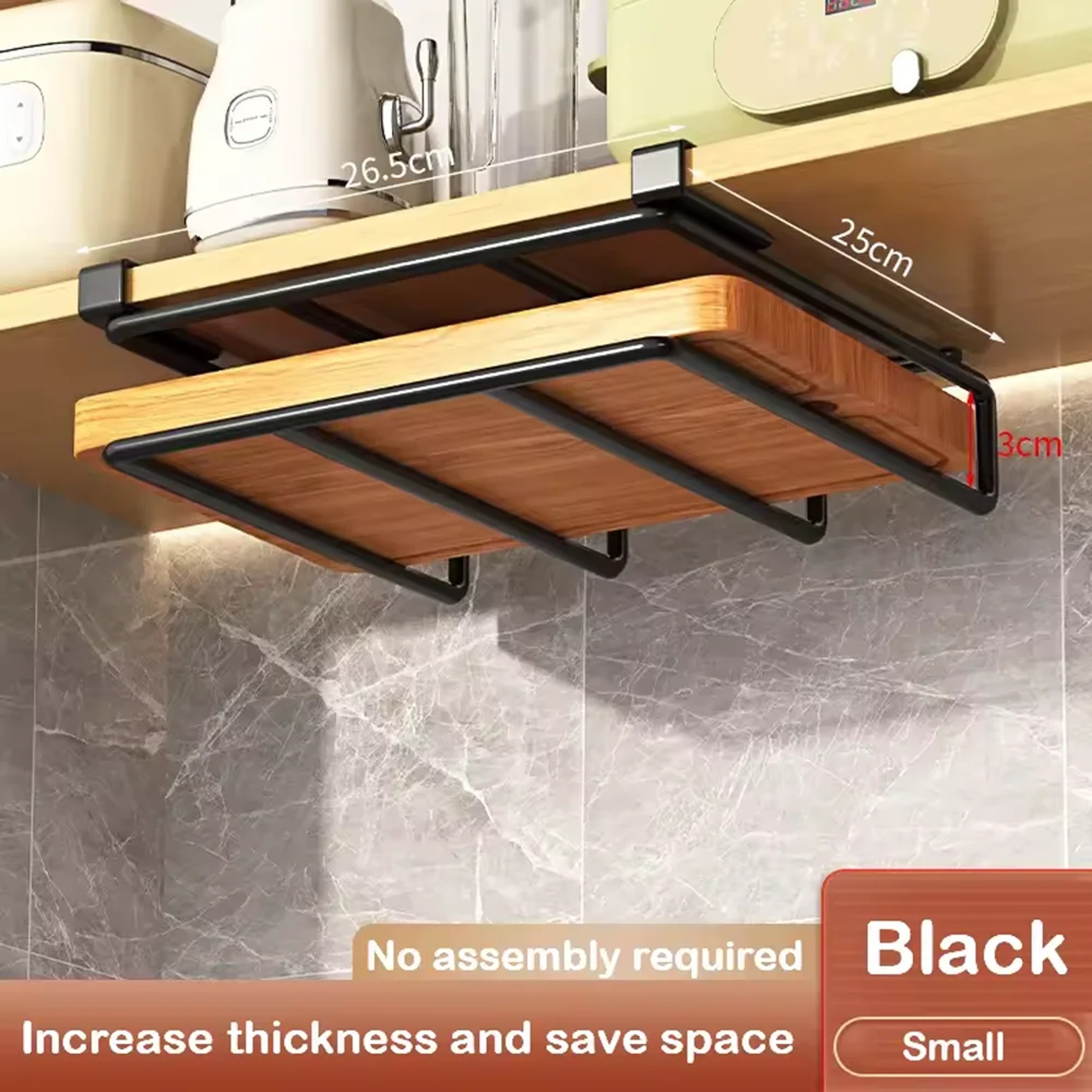 Under Cabinet Kitchen Organizer Rack With Paper Towel Holder And Hooks 8