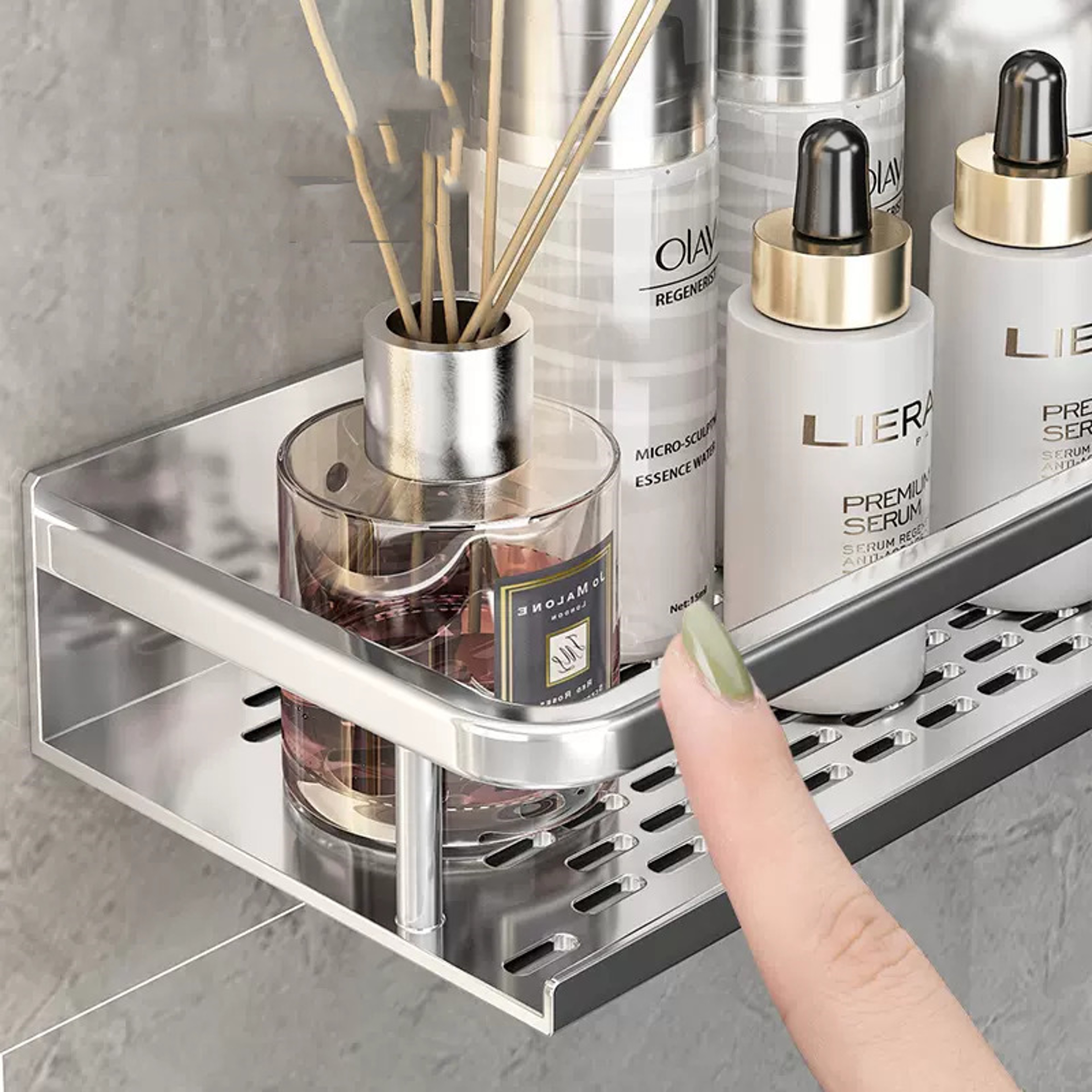 Space Saving Aluminum Bathroom Shelf Organizer And Shower Storage Rack 1
