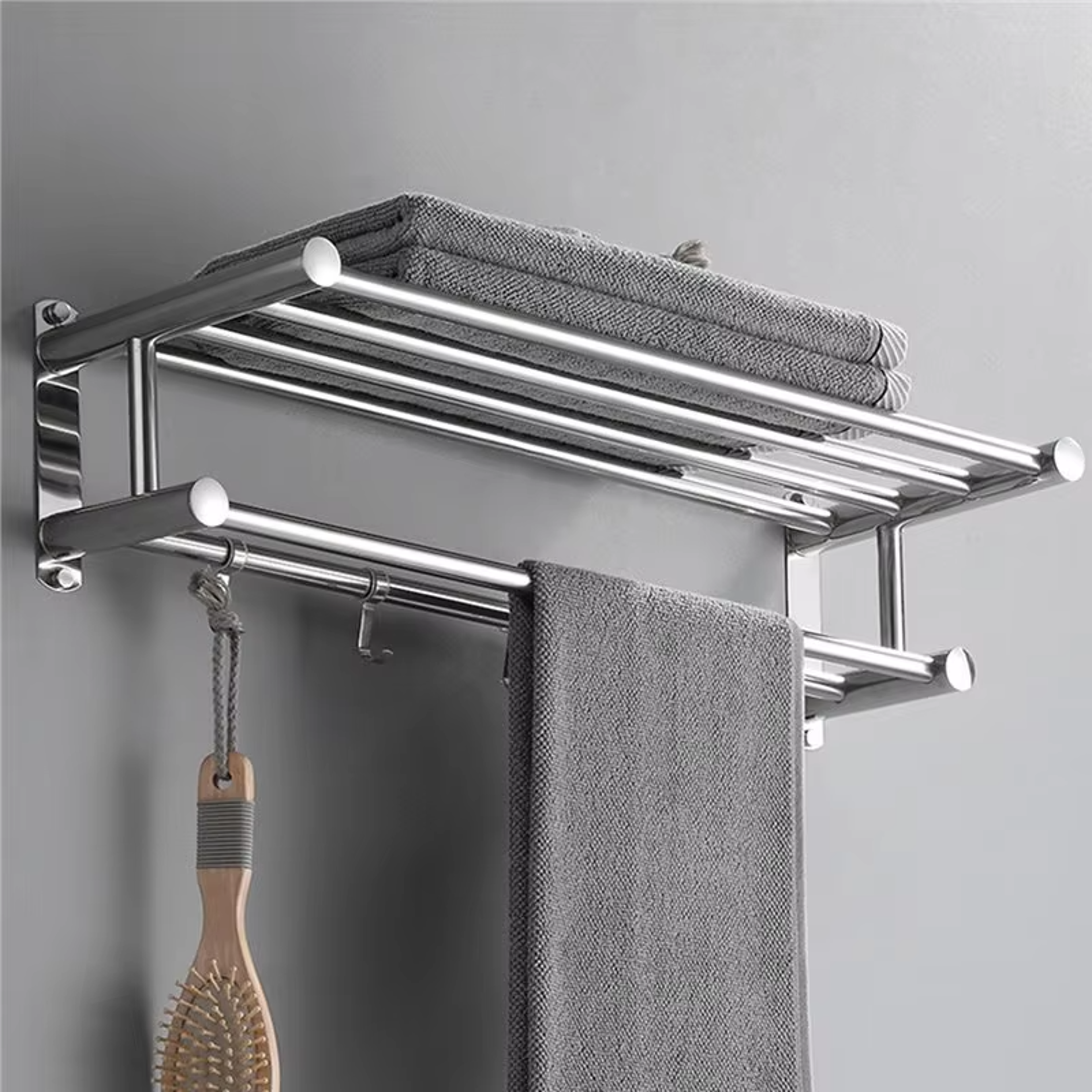 Stainless Steel Adhesive Towel Bar No Drill Bathroom Towel Rack 0