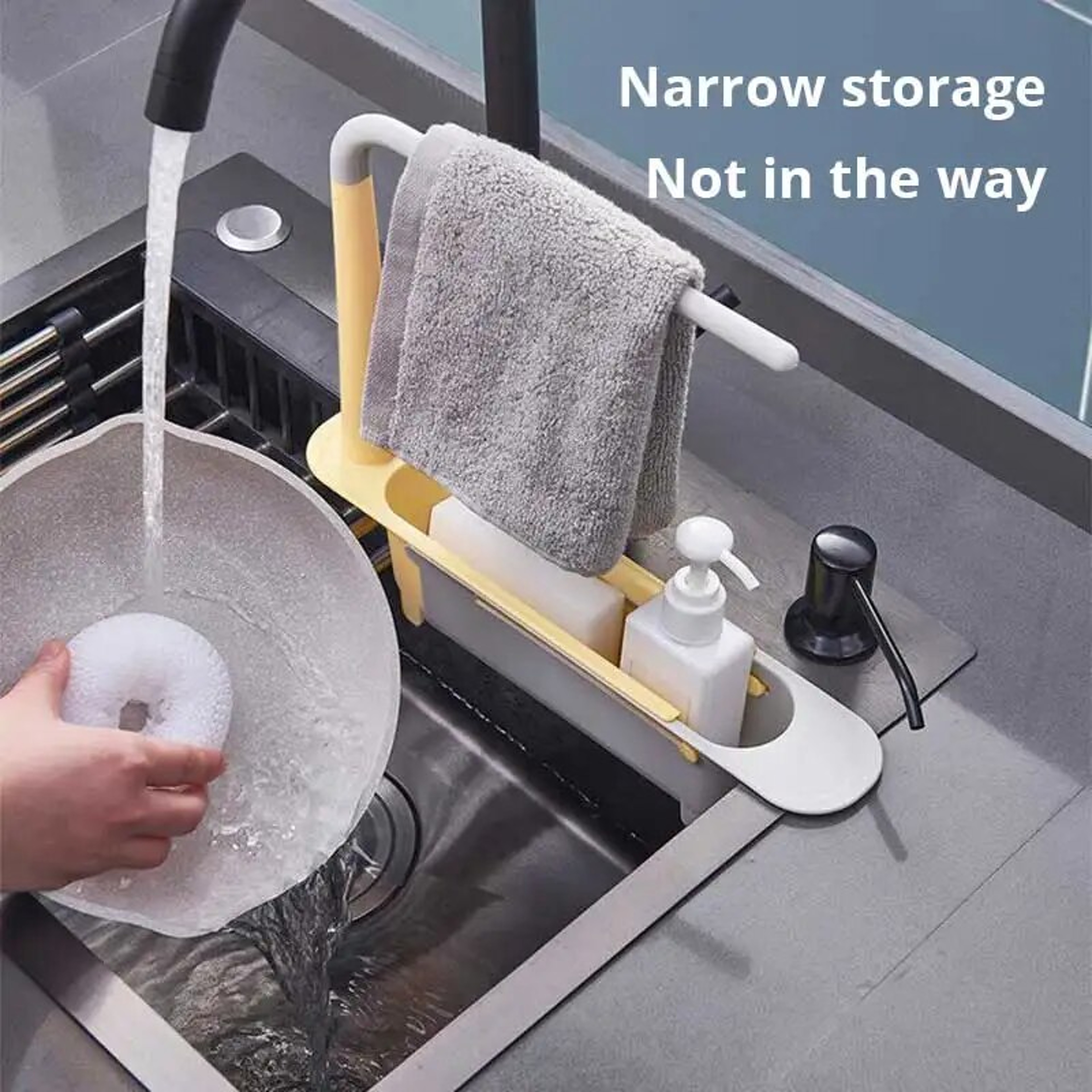 Telescopic Sink Storage Rack Adjustable Sink Caddy And Sponge Holder 3