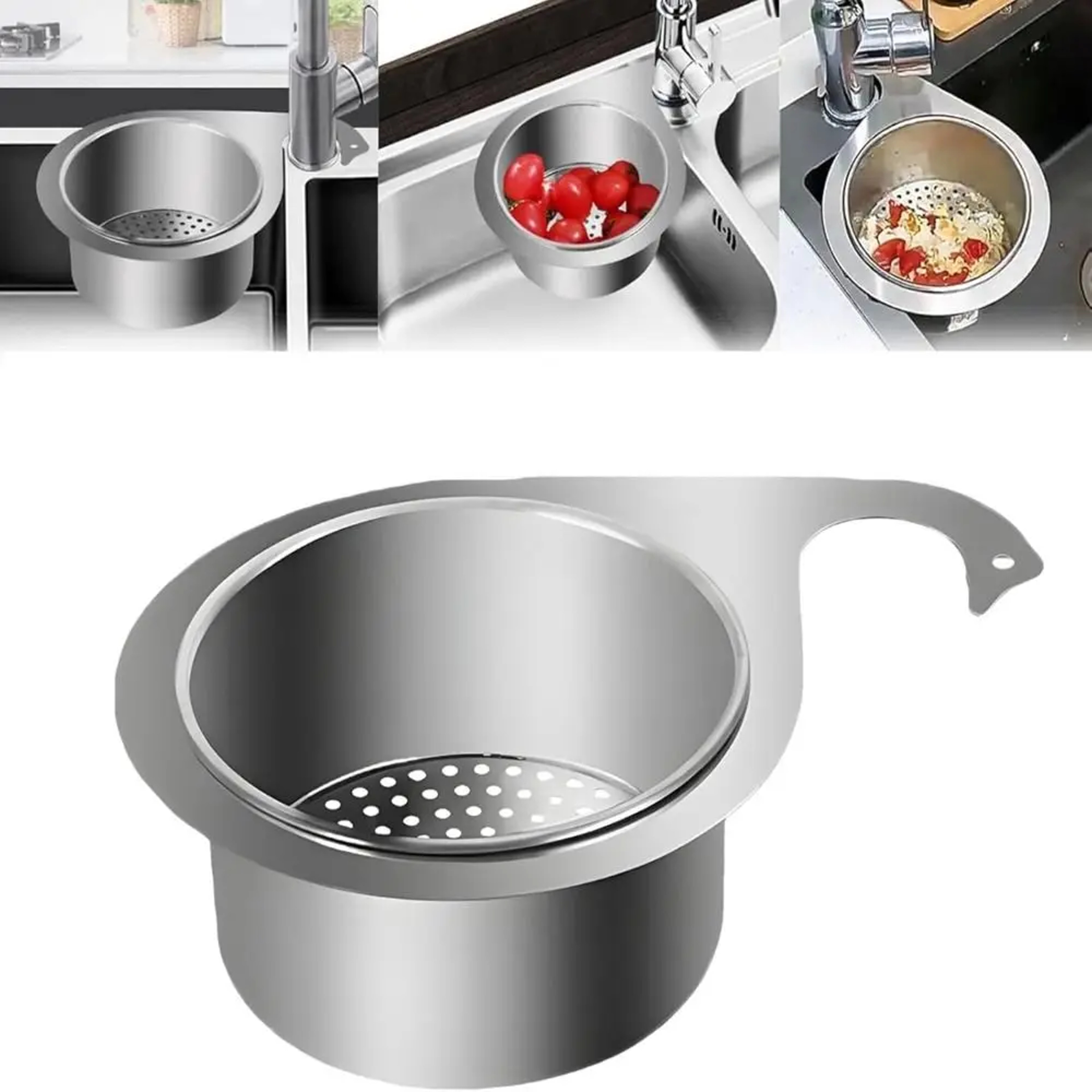 Stainless Steel Swan Sink Strainer Basket And Kitchen Sink Organizer 3