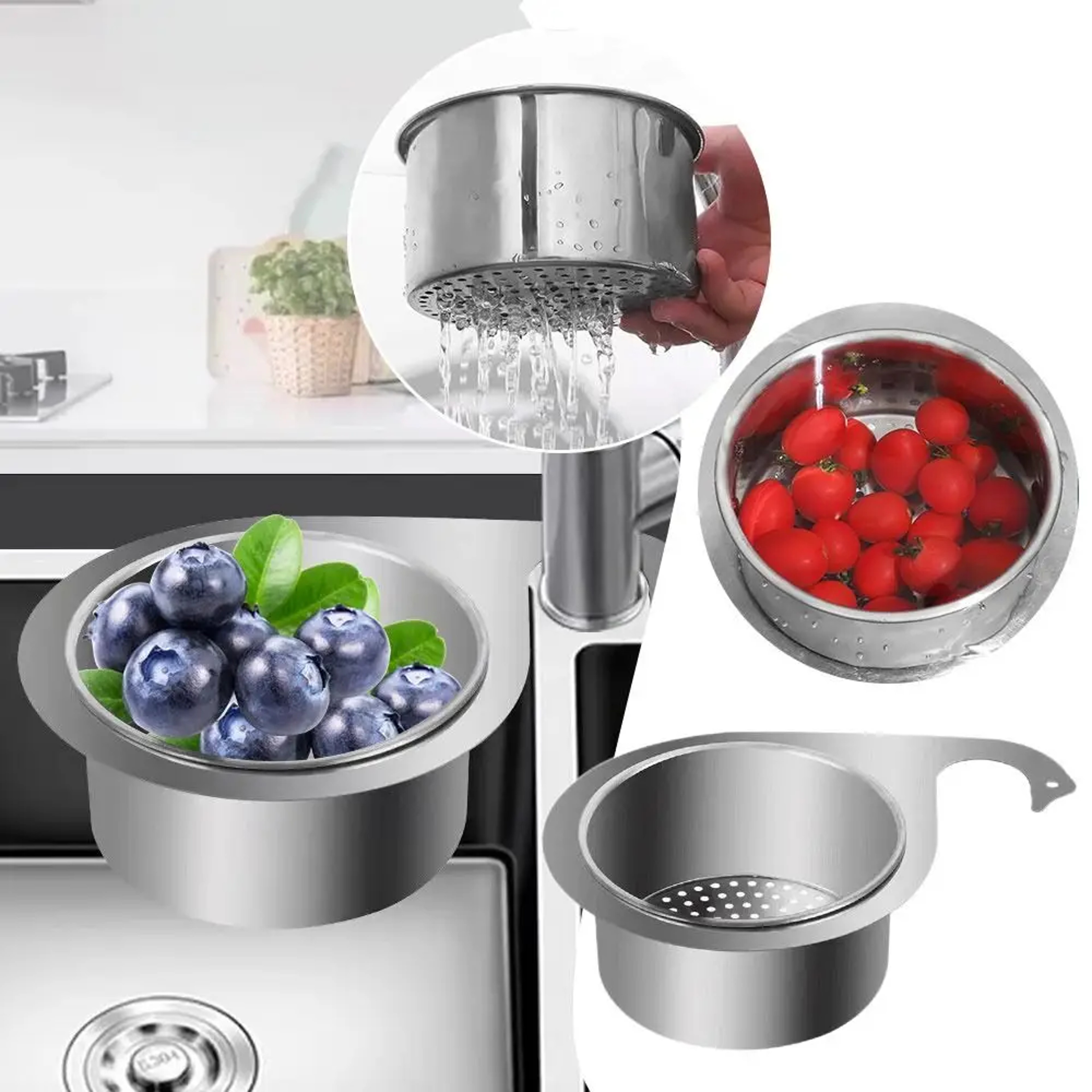 Stainless Steel Swan Sink Strainer Basket And Kitchen Sink Organizer 4