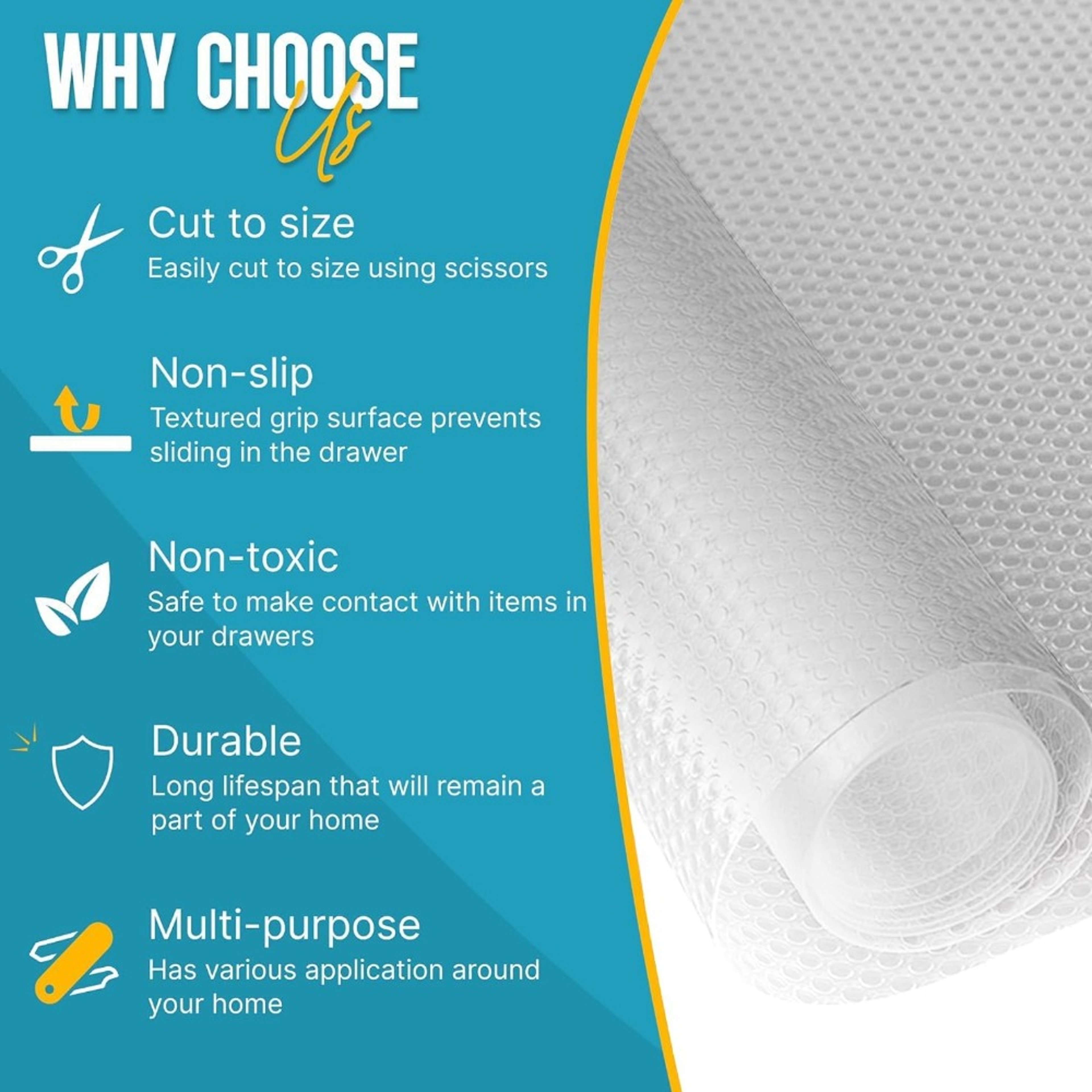 Waterproof Kitchen Shelf Liner – Non-Slip Cabinet & Drawer Liner, Easy Clean & Durable Mat – view 6