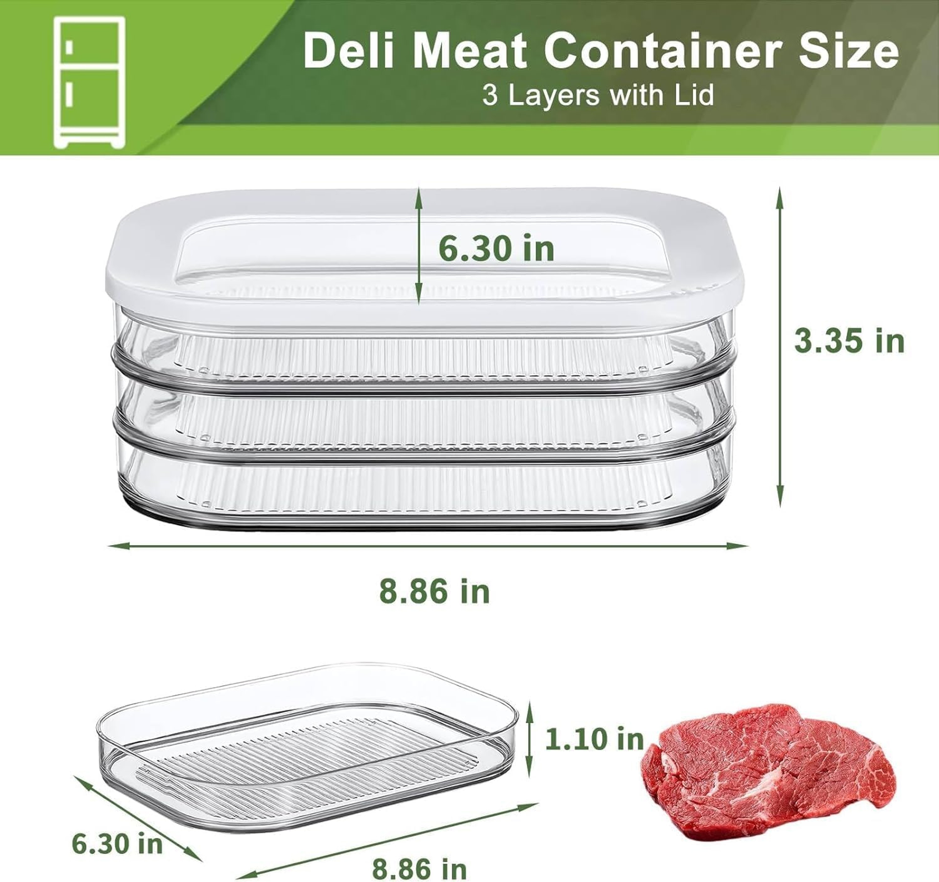Leakproof Meat Containers for Fridge – Transparent Frozen Food Storage Box with Lid – view 5