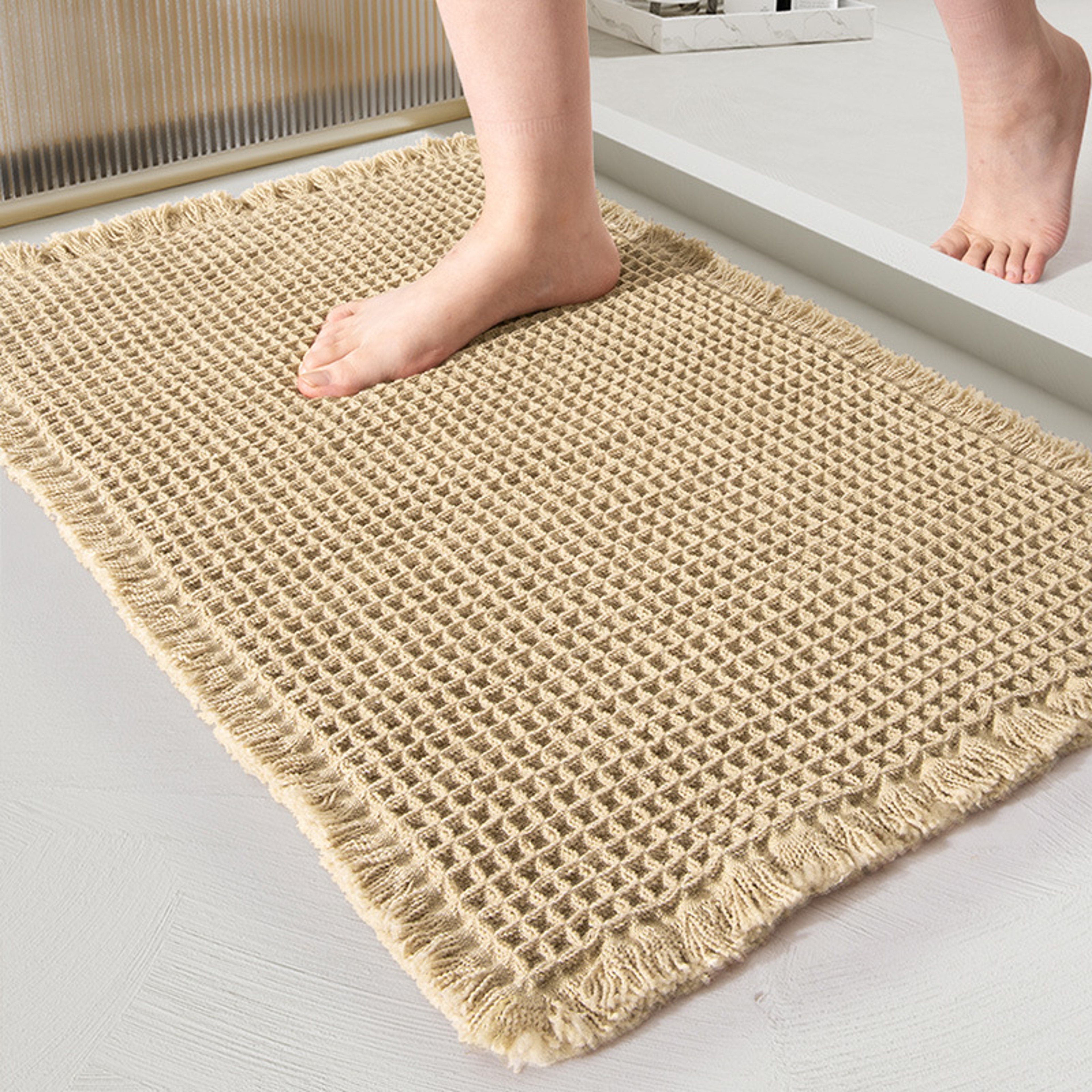Absorbent Woven Bathroom Mat, Super Soft Anti-Slip Toilet Floor Mat for Bathroom, Shower, and Entrance Door – view 1