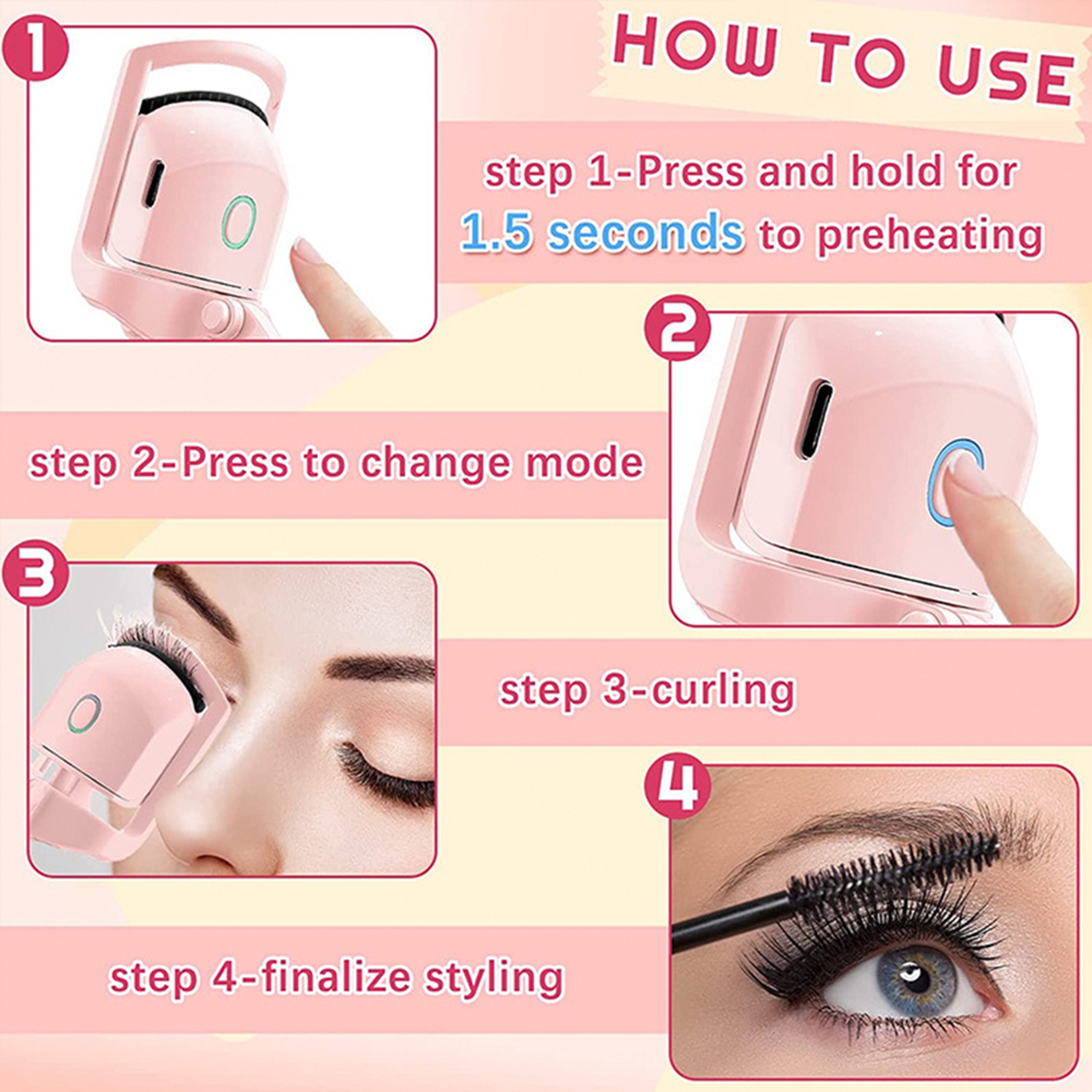 Rechargeable Electric Eyelash Curler For Longlasting Curling New Generation ABS Heated Lash Curler  4