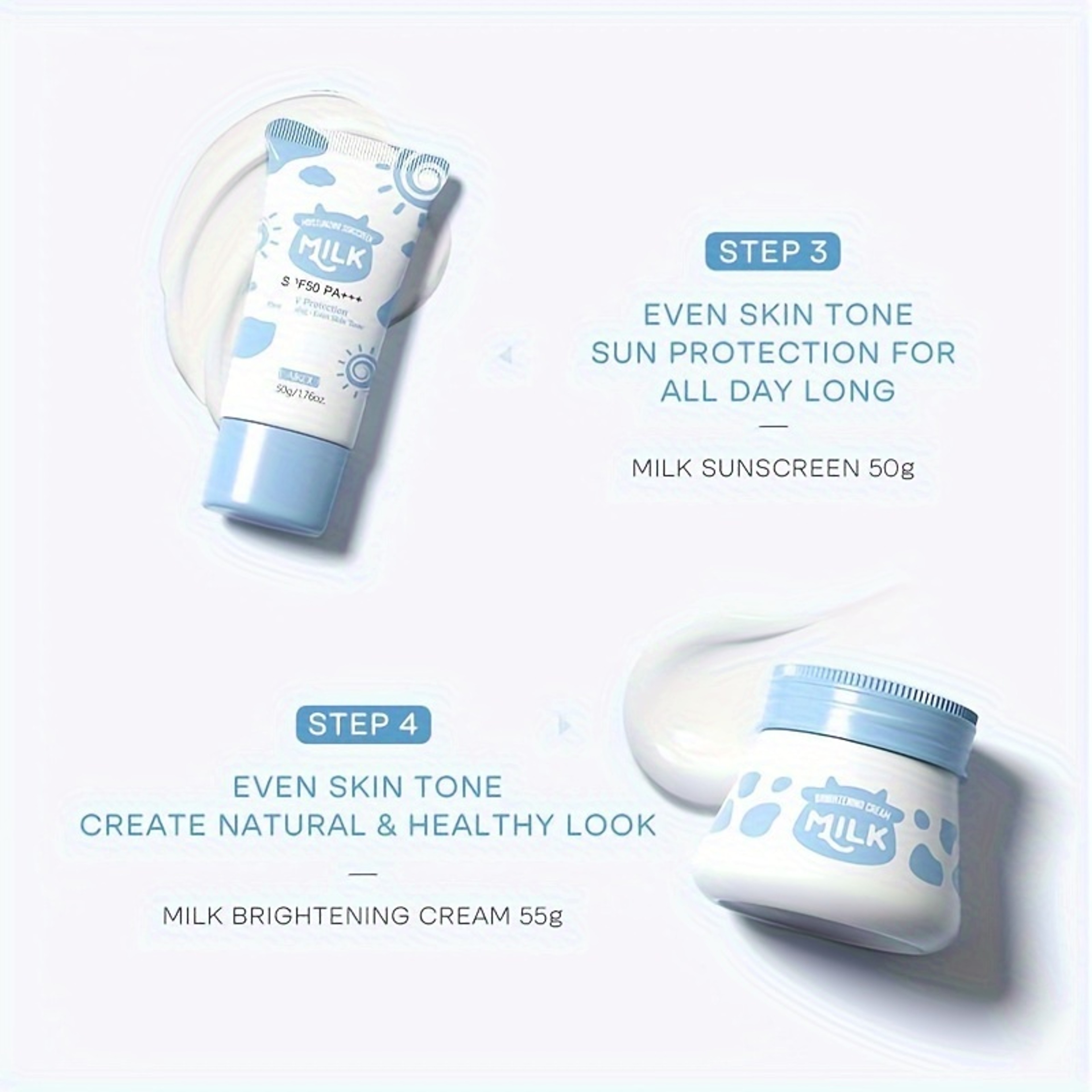 7PCS Milk Skin Care Set for Moisturizing Hydration, Facial Cleanser, Body Scrub, Hand Wax, Eye Cream, Sunscreen, Beauty – view 3