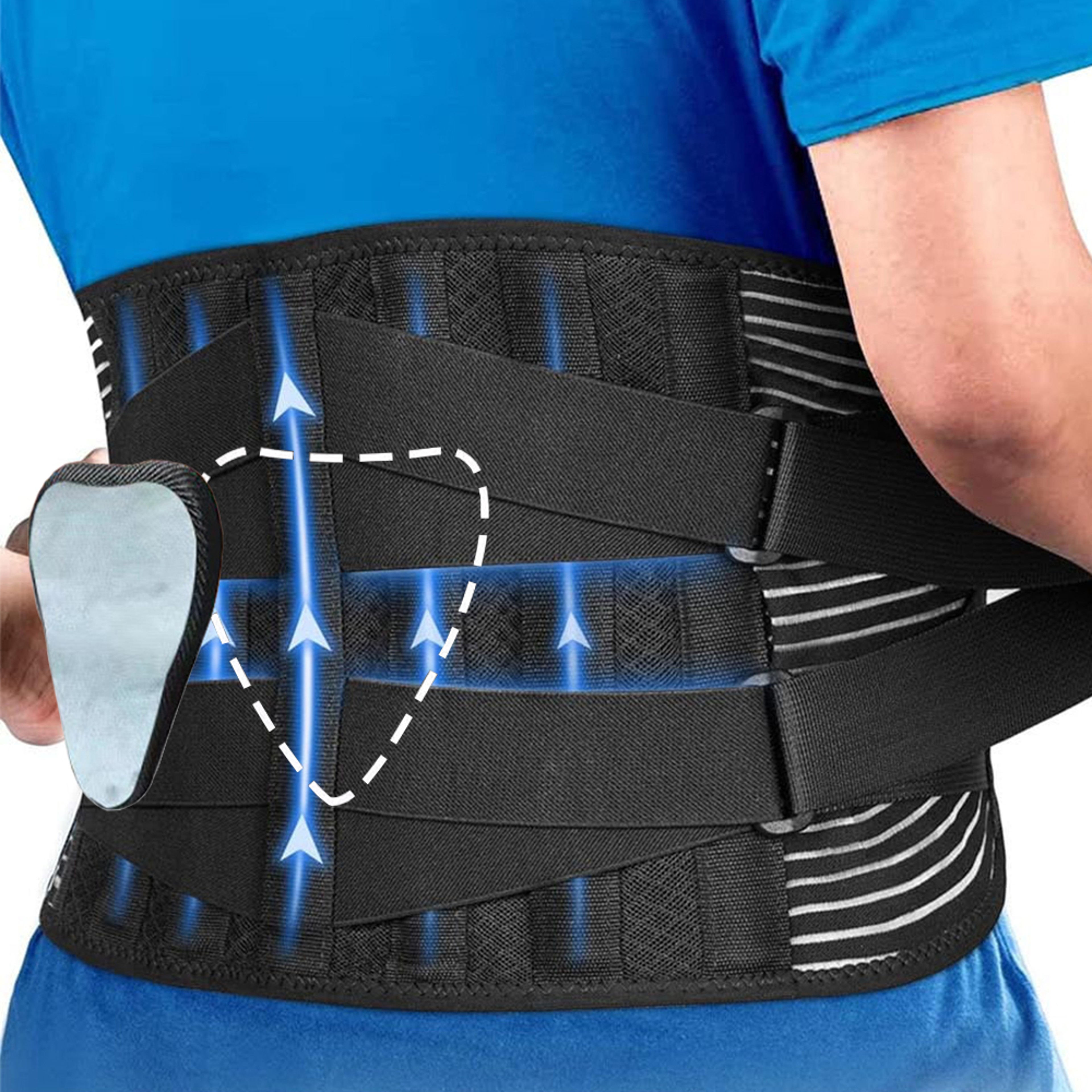 Double Pull Back Brace for Men & Women, Orthopedic Lumbar Support Belt with Spine Decompression for Back Pain Relief – view 7