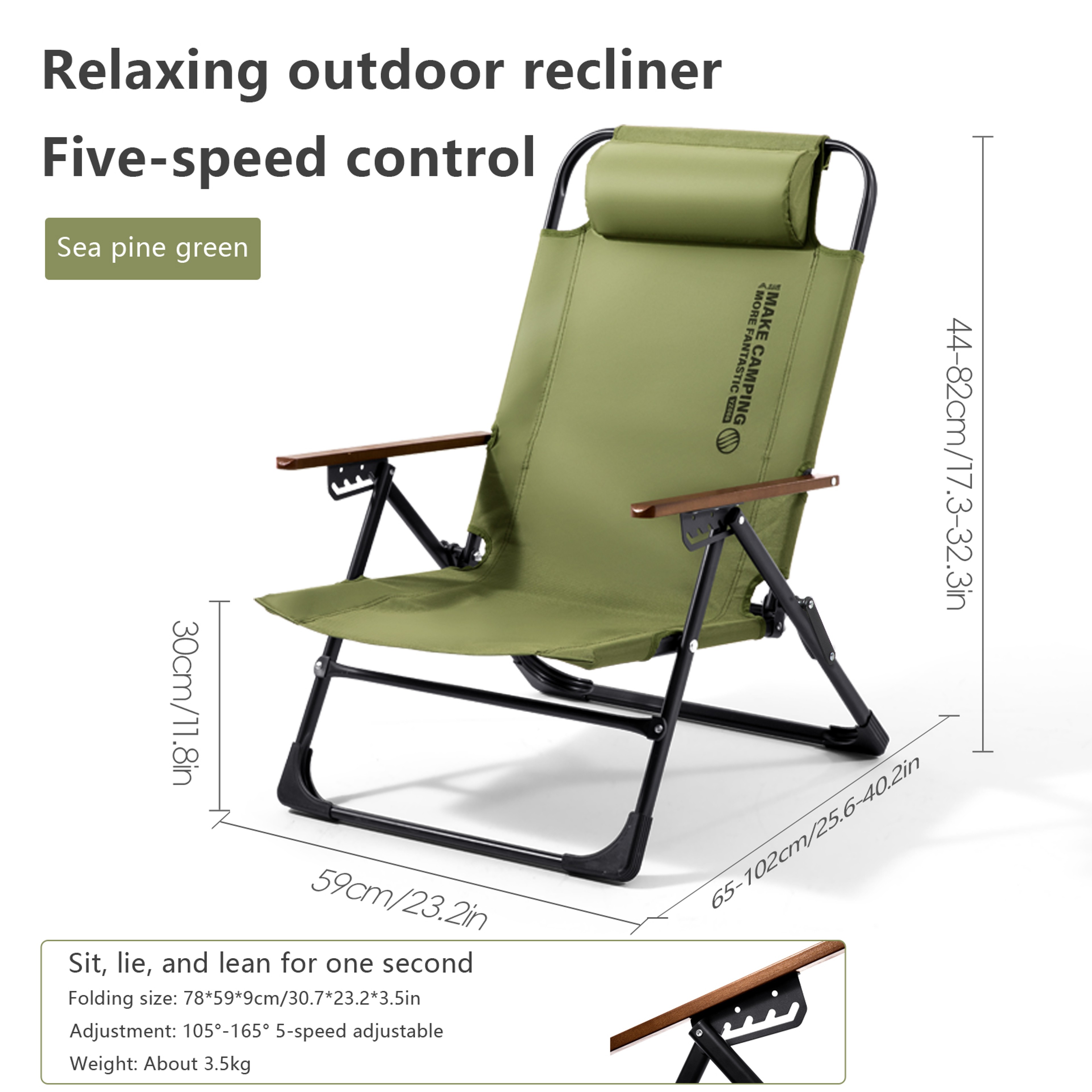 Ultimate Portable Relaxing Chair with Adjustable Armrest & Detachable Pillow for Camping, Beach, and Travel – view 7