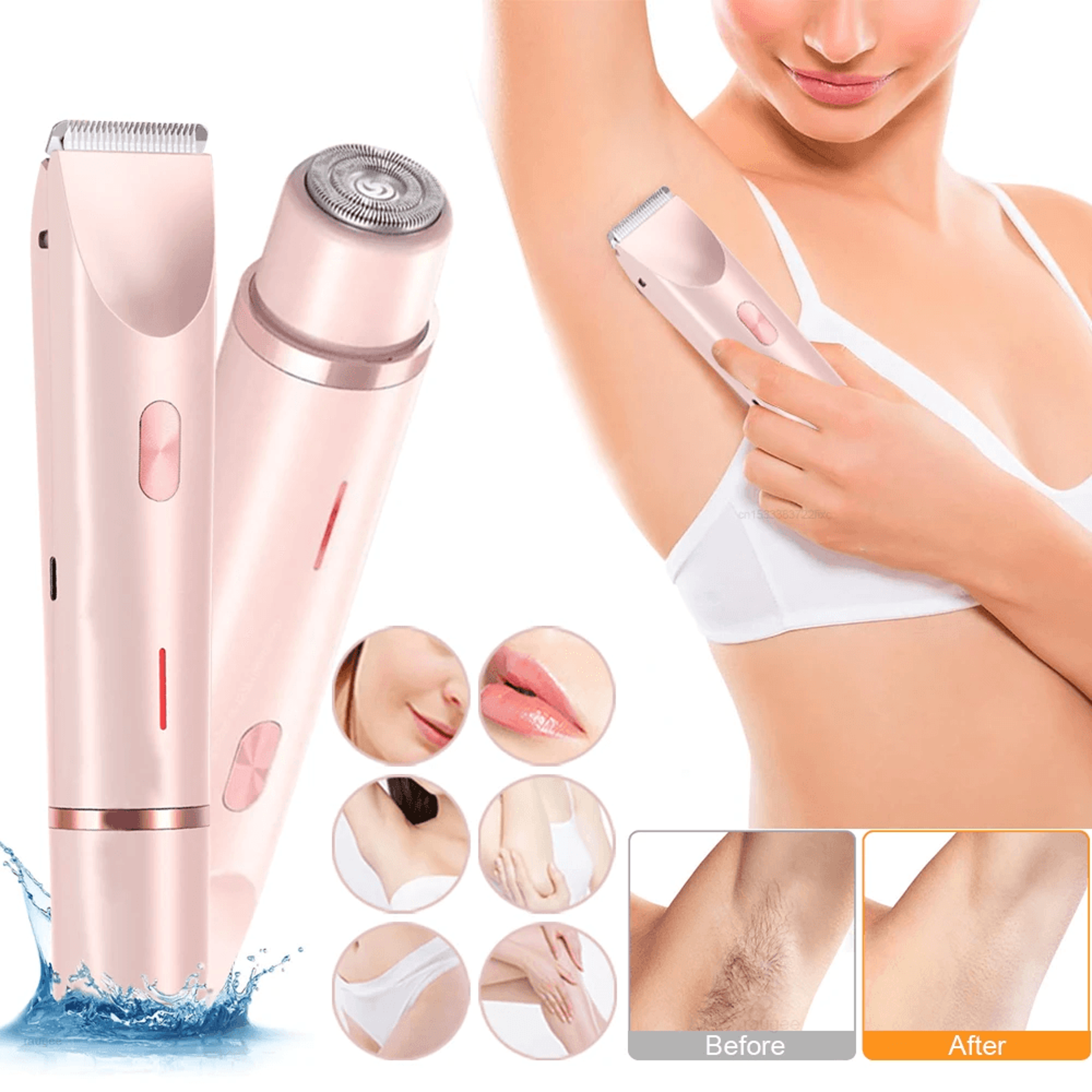 Electric Razors For Women 2in1 Painless Bikini Trimmer  Facial Shaver For Ladies Body Underarms Leg 0