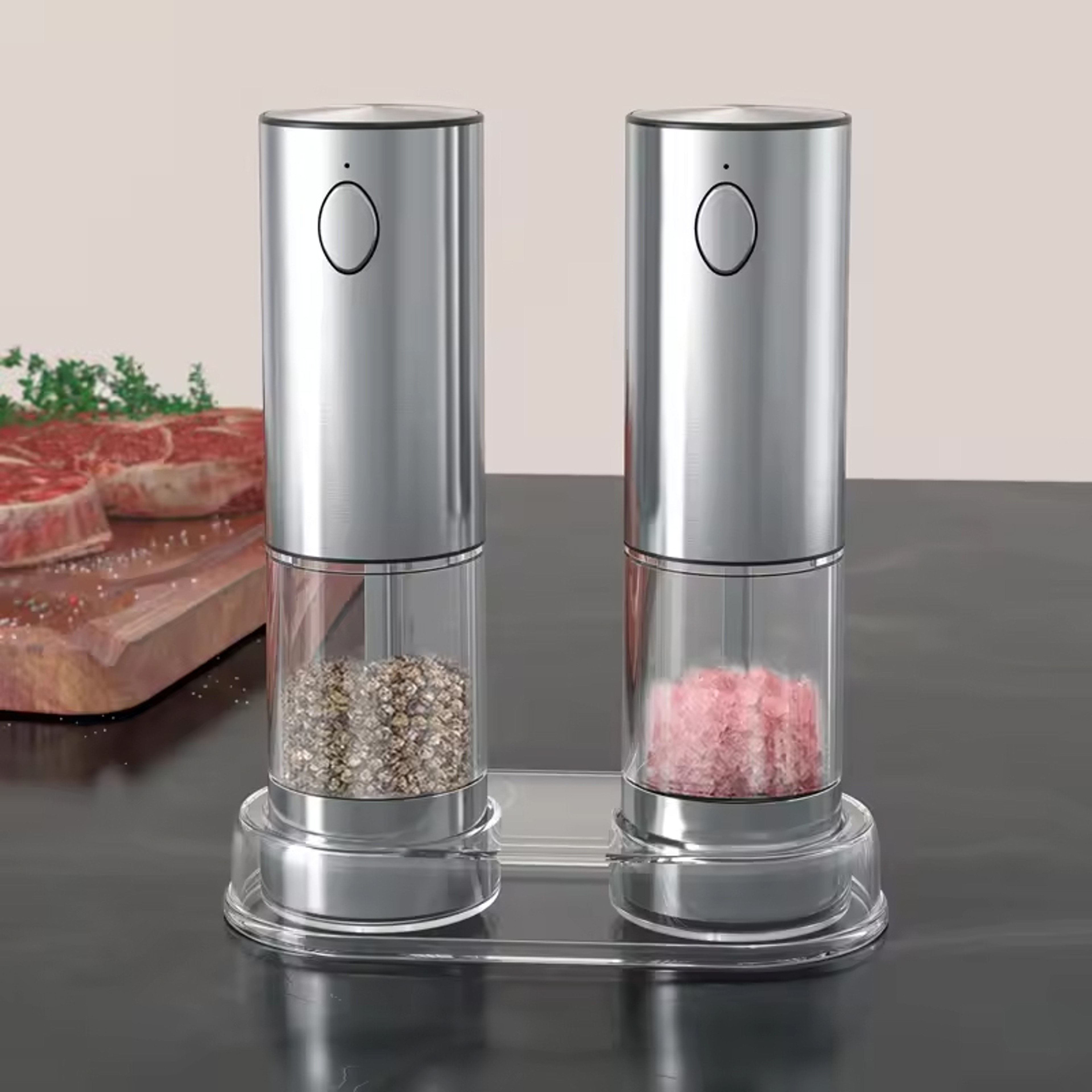 1/2pcs Automatic Pepper Grinder and Salt Grinder Set, USB Rechargeable, Adjustable Coarseness Spice Mill with LED Lights – view 5