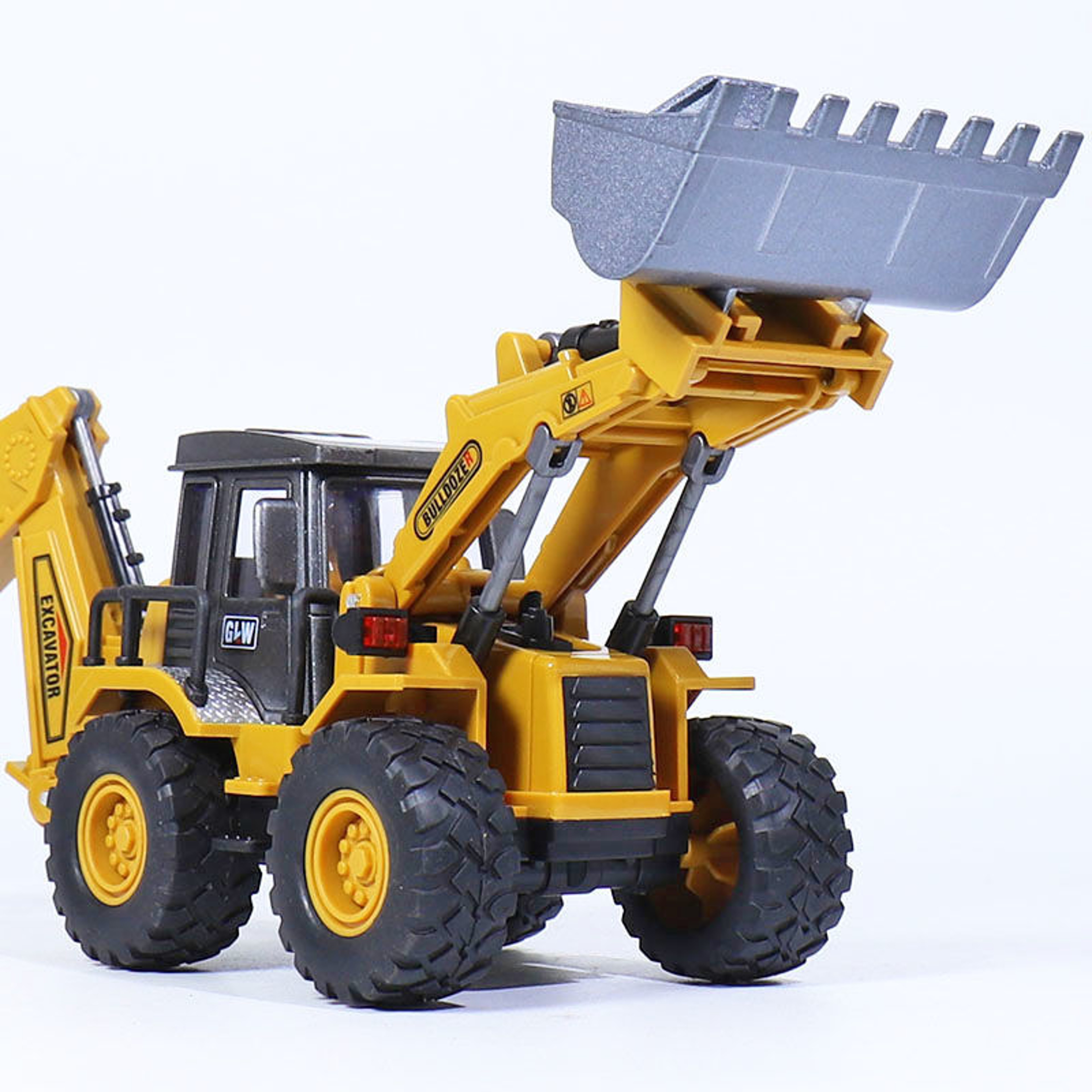 2-in-1 Alloy Tractor & Excavator Toy, Diecast Metal Engineering Vehicle Model for Boys, Kids Bulldozer Crane Truck, Farm – view 3