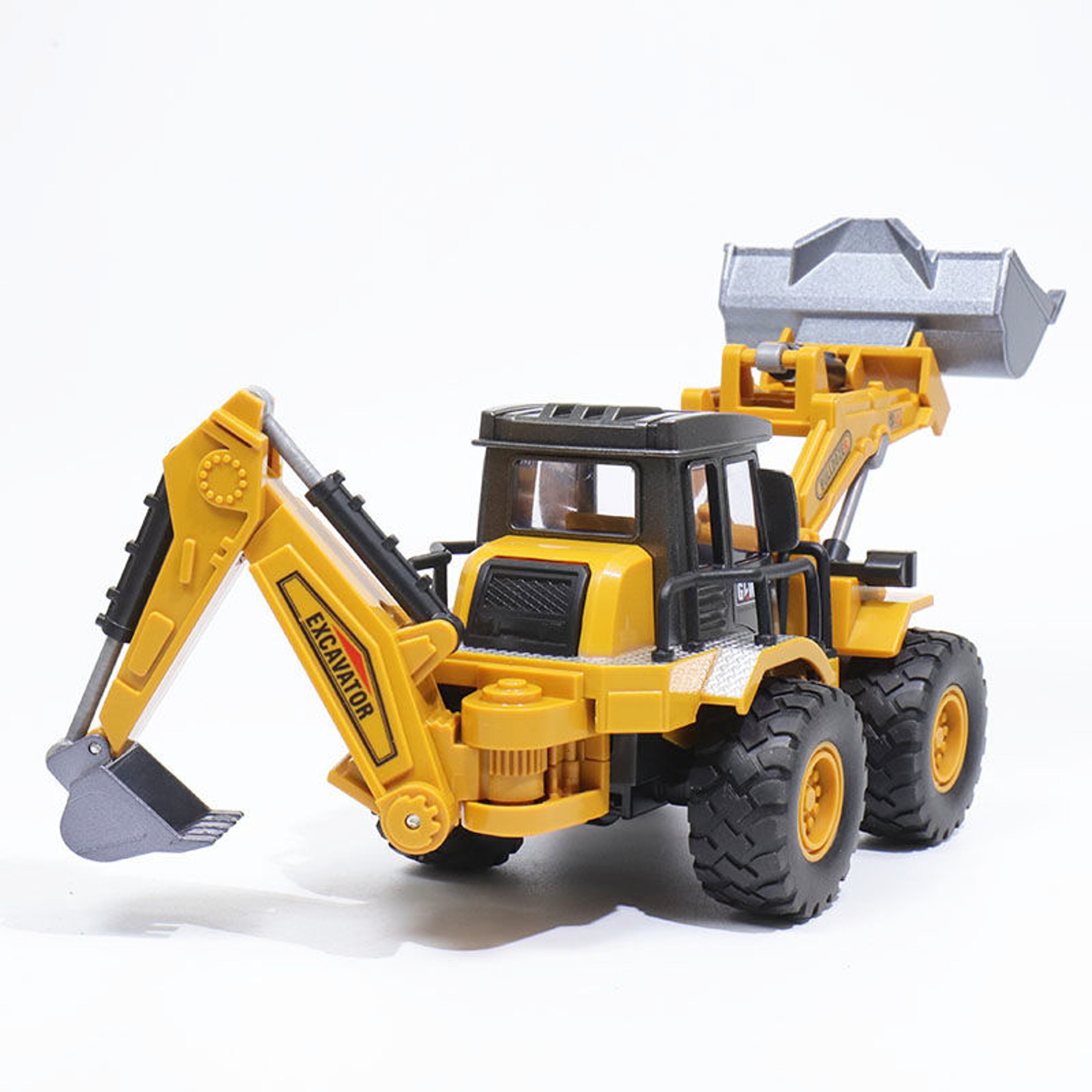 2-in-1 Alloy Tractor & Excavator Toy, Diecast Metal Engineering Vehicle Model for Boys, Kids Bulldozer Crane Truck, Farm – view 4