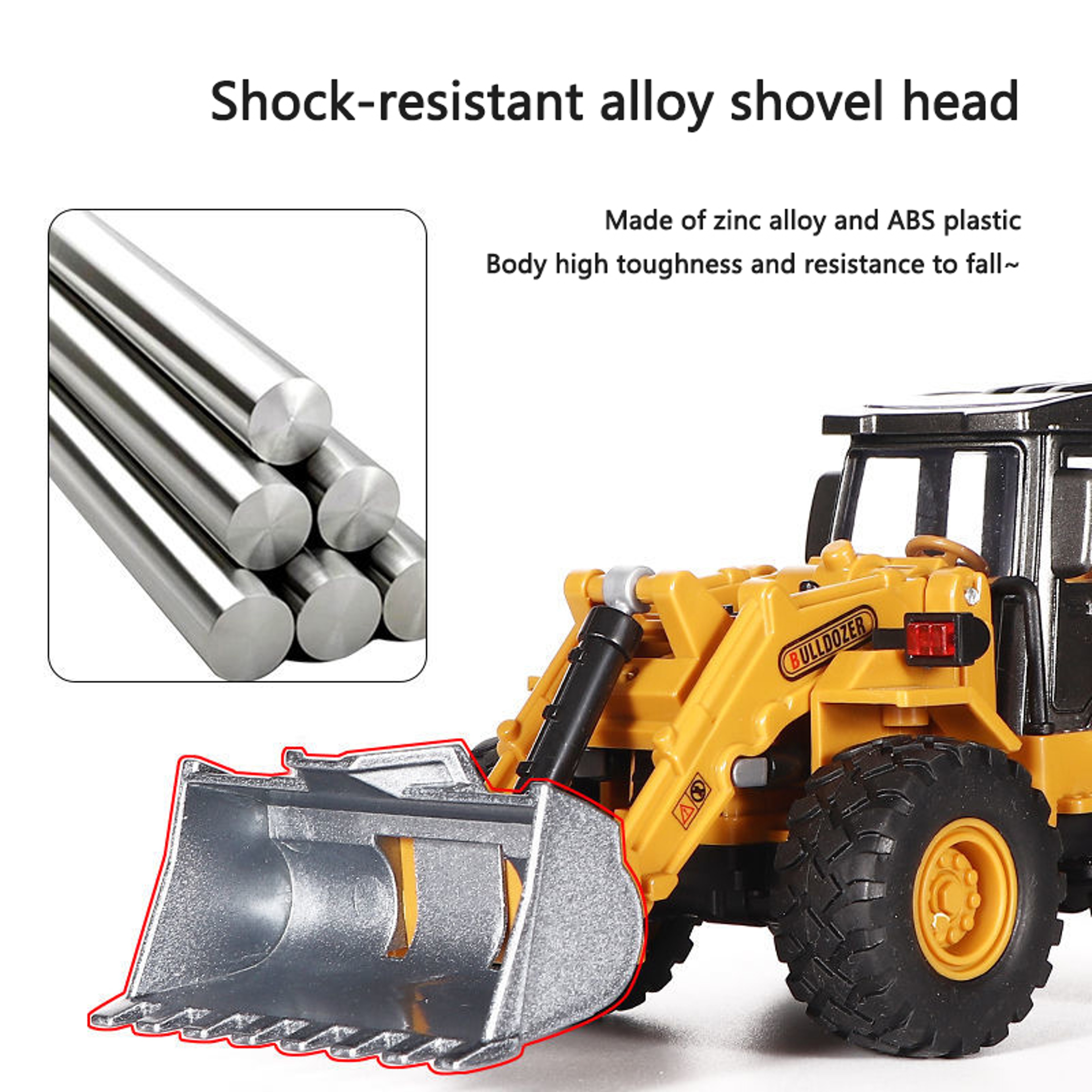 2-in-1 Alloy Tractor & Excavator Toy, Diecast Metal Engineering Vehicle Model for Boys, Kids Bulldozer Crane Truck, Farm – view 5