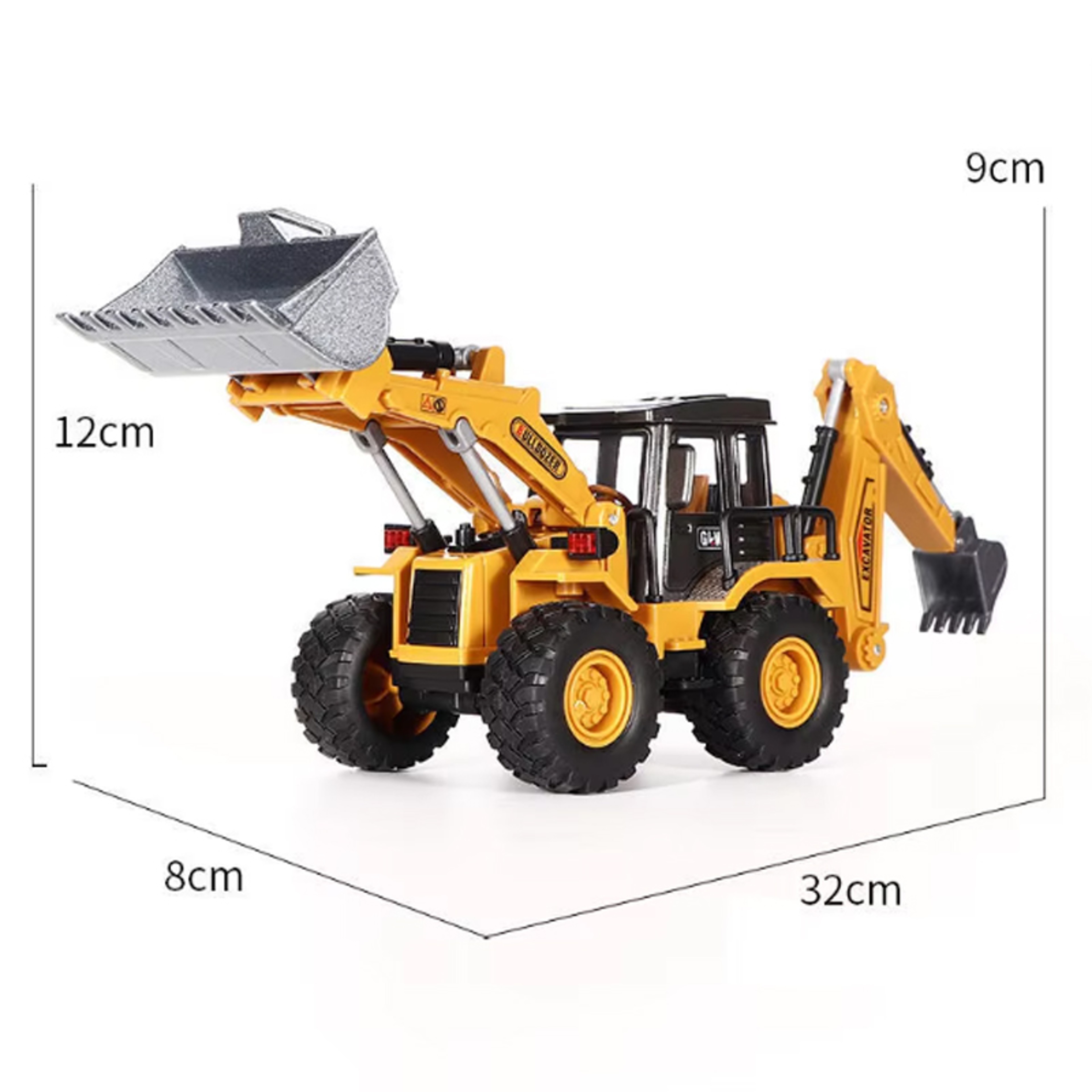 2-in-1 Alloy Tractor & Excavator Toy, Diecast Metal Engineering Vehicle Model for Boys, Kids Bulldozer Crane Truck, Farm – view 6