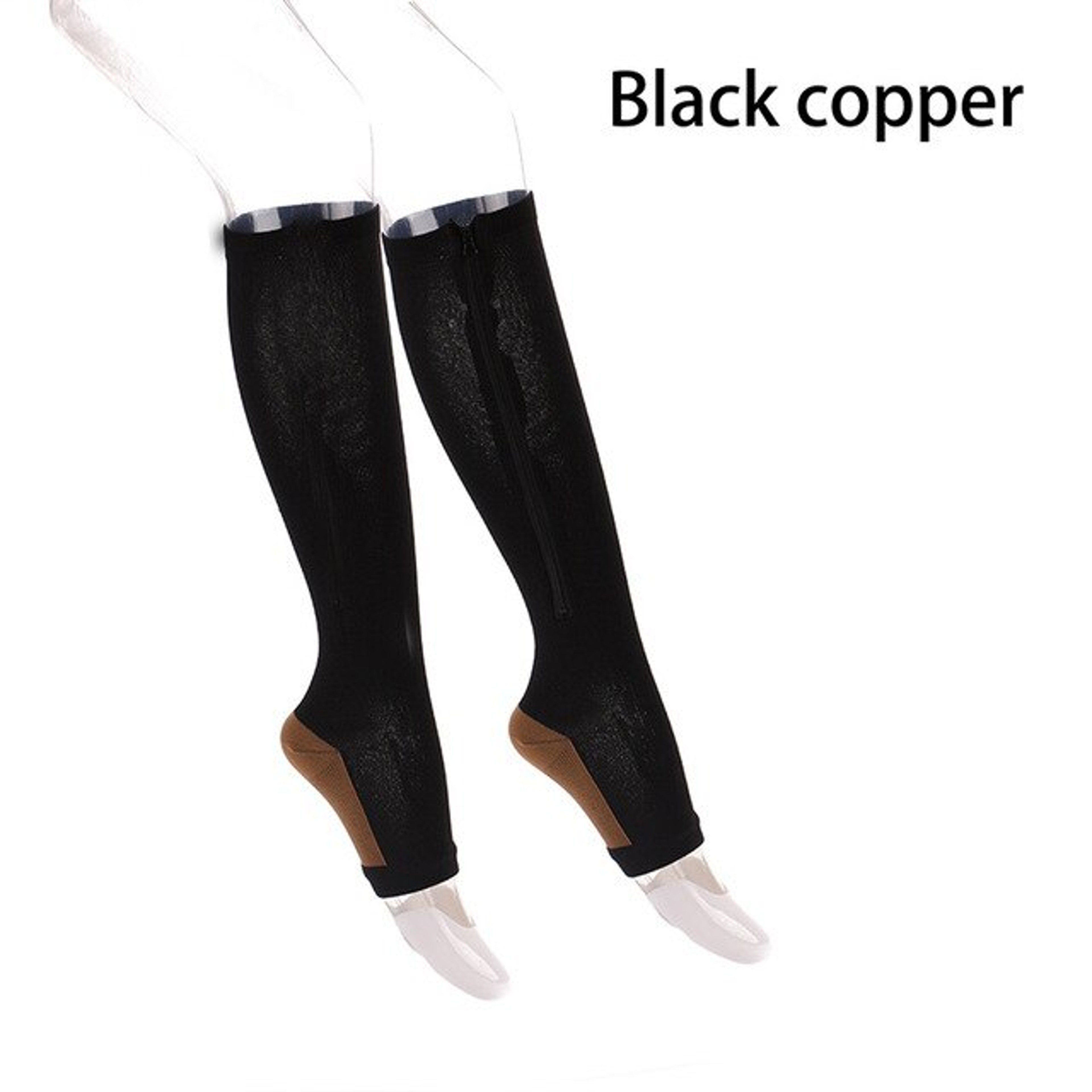 Unisex Compression Socks for Men, Women, Knee High Support Socks with Zipper, Open Toe, Thin, Stretchy for Anti-Fatigue – view 7