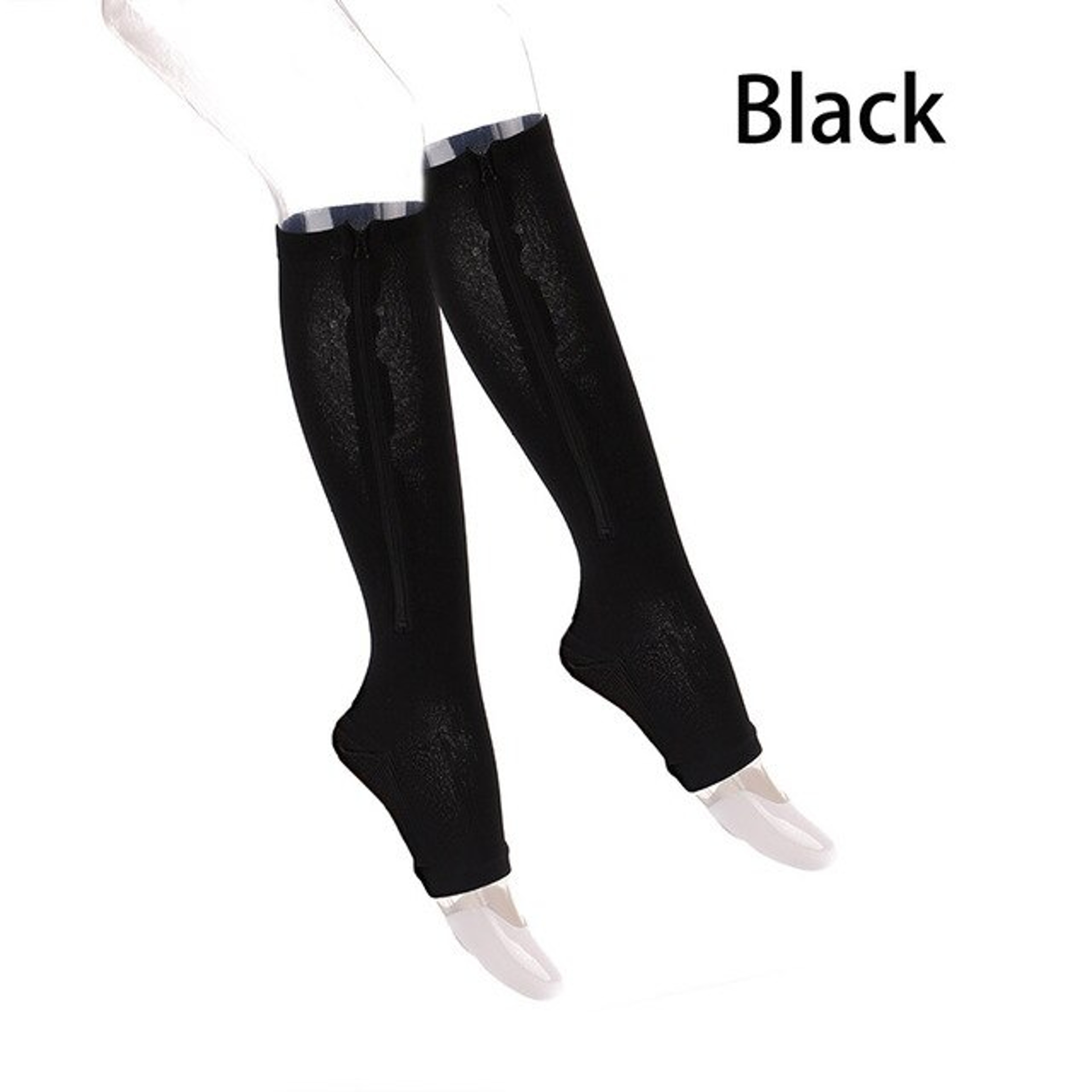 Unisex Compression Socks for Men, Women, Knee High Support Socks with Zipper, Open Toe, Thin, Stretchy for Anti-Fatigue – view 10
