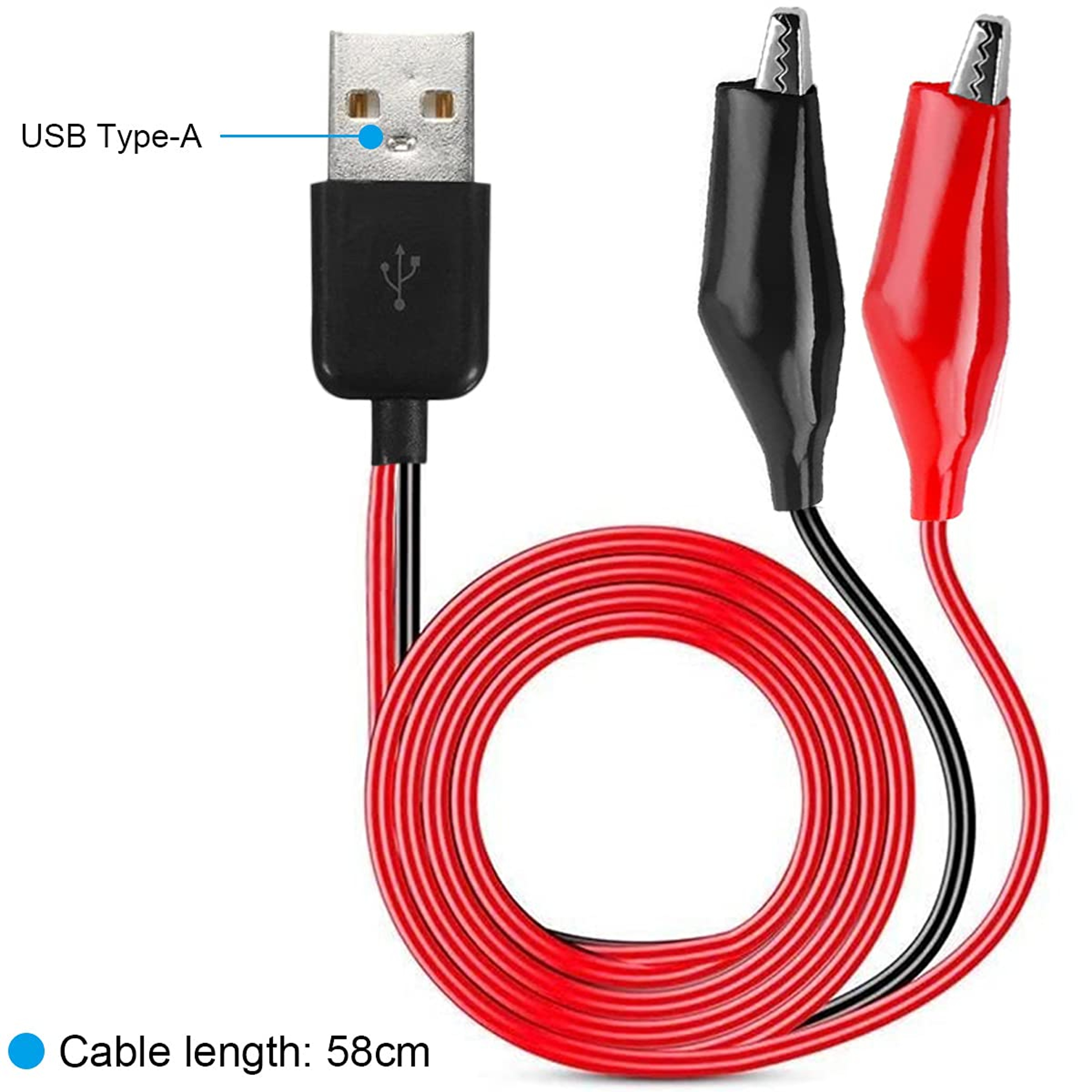Premium Alligator Clip to USB Cable, 3.5A Copper Test Leads for Circuit & Power Supply Testing – view 1