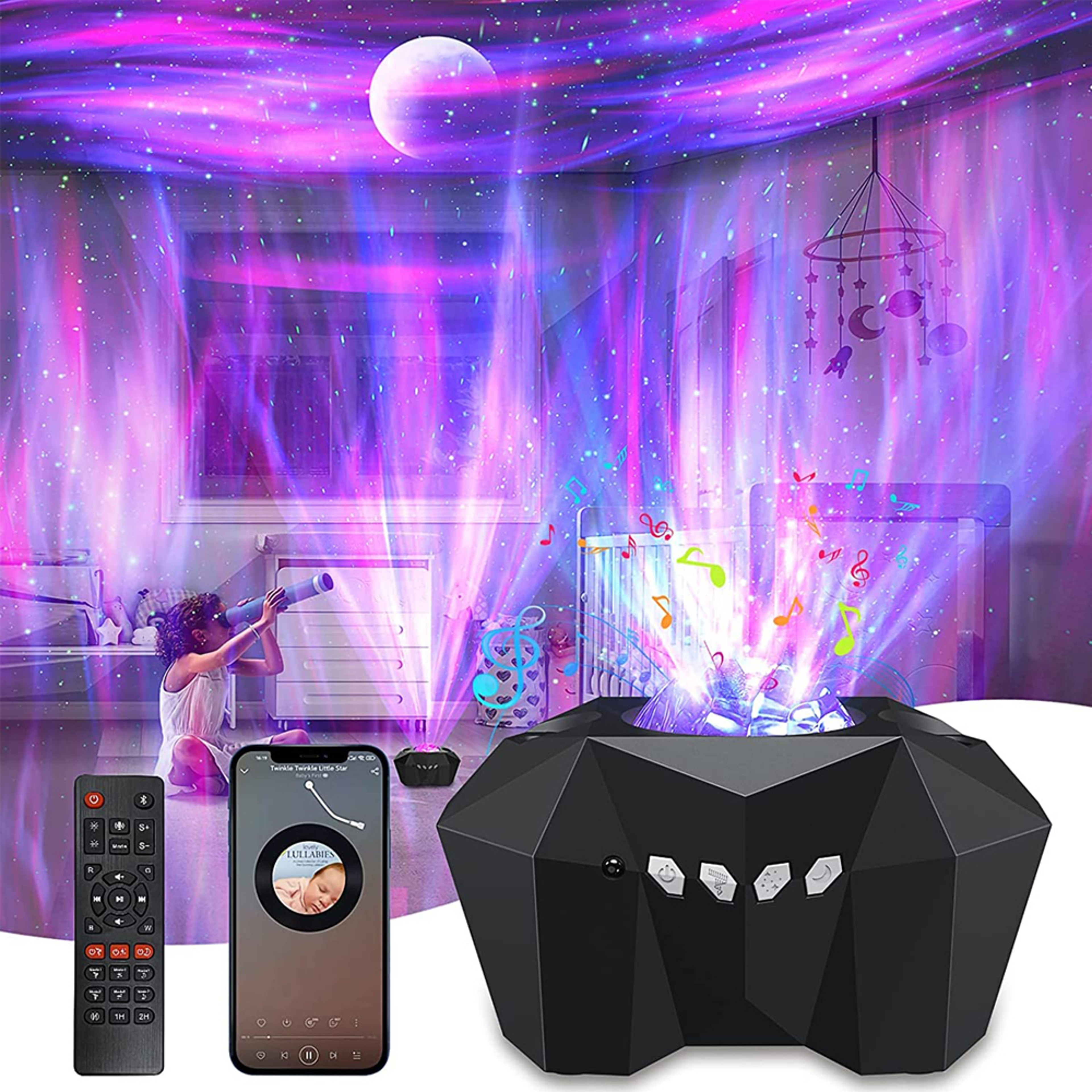 Magic Sky Galaxy Projector with Bluetooth Speaker, Northern Lights, Stars, and Moon Night Light for Kids Room Decor – view 1