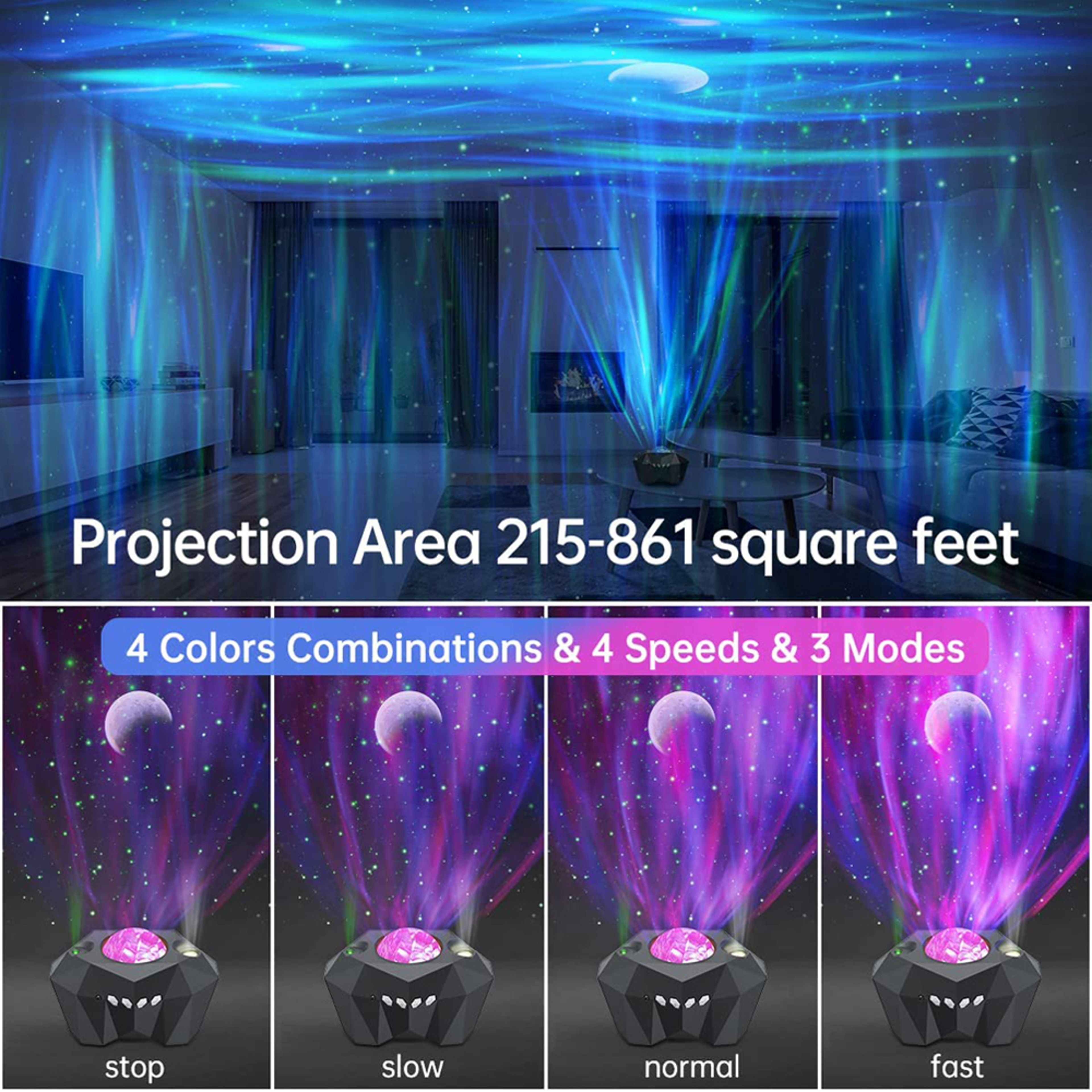 Magic Sky Galaxy Projector with Bluetooth Speaker, Northern Lights, Stars, and Moon Night Light for Kids Room Decor – view 4