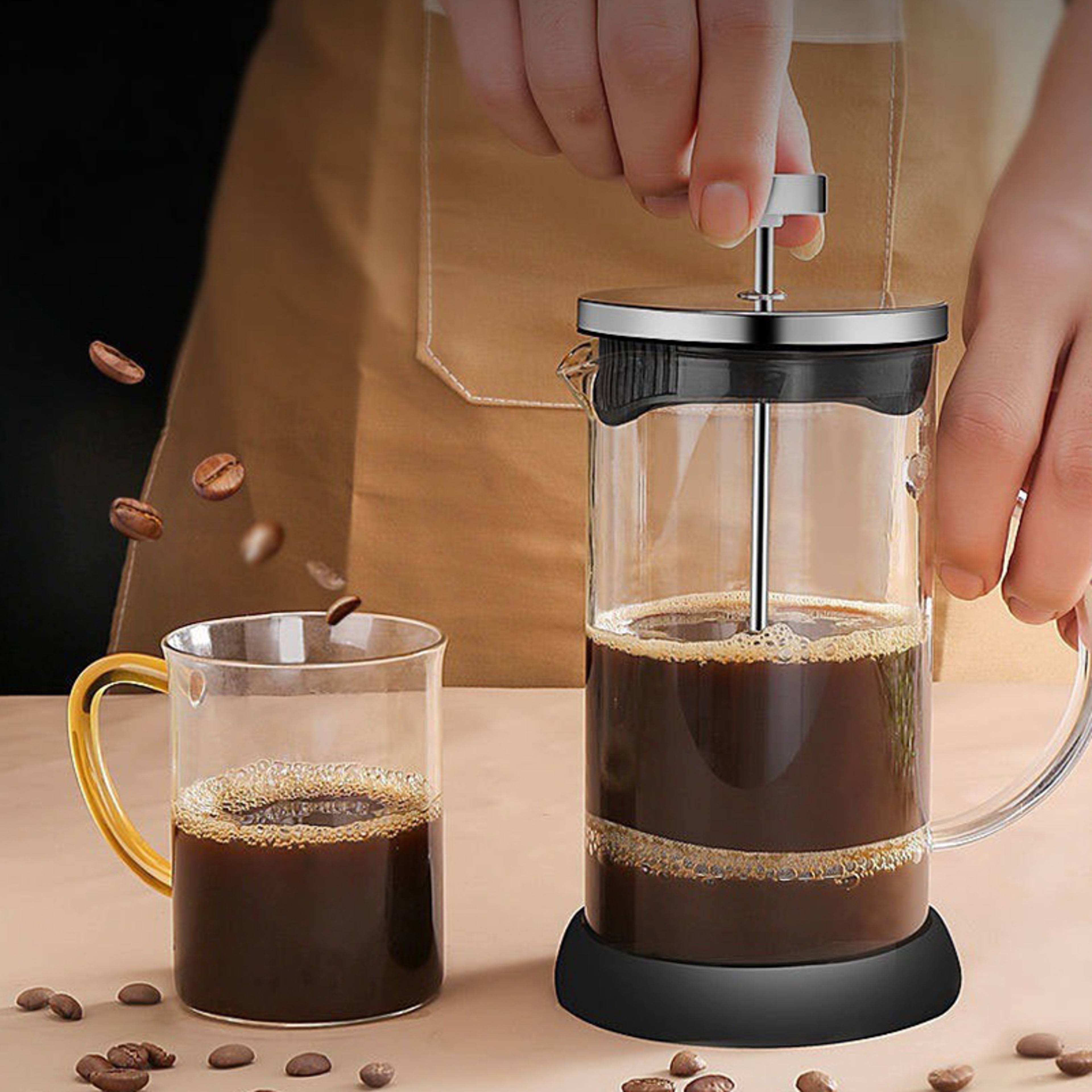 Premium French Press Coffee Maker High Borosilicate Glass Pot With Filter For Multifunctional Brewi 1