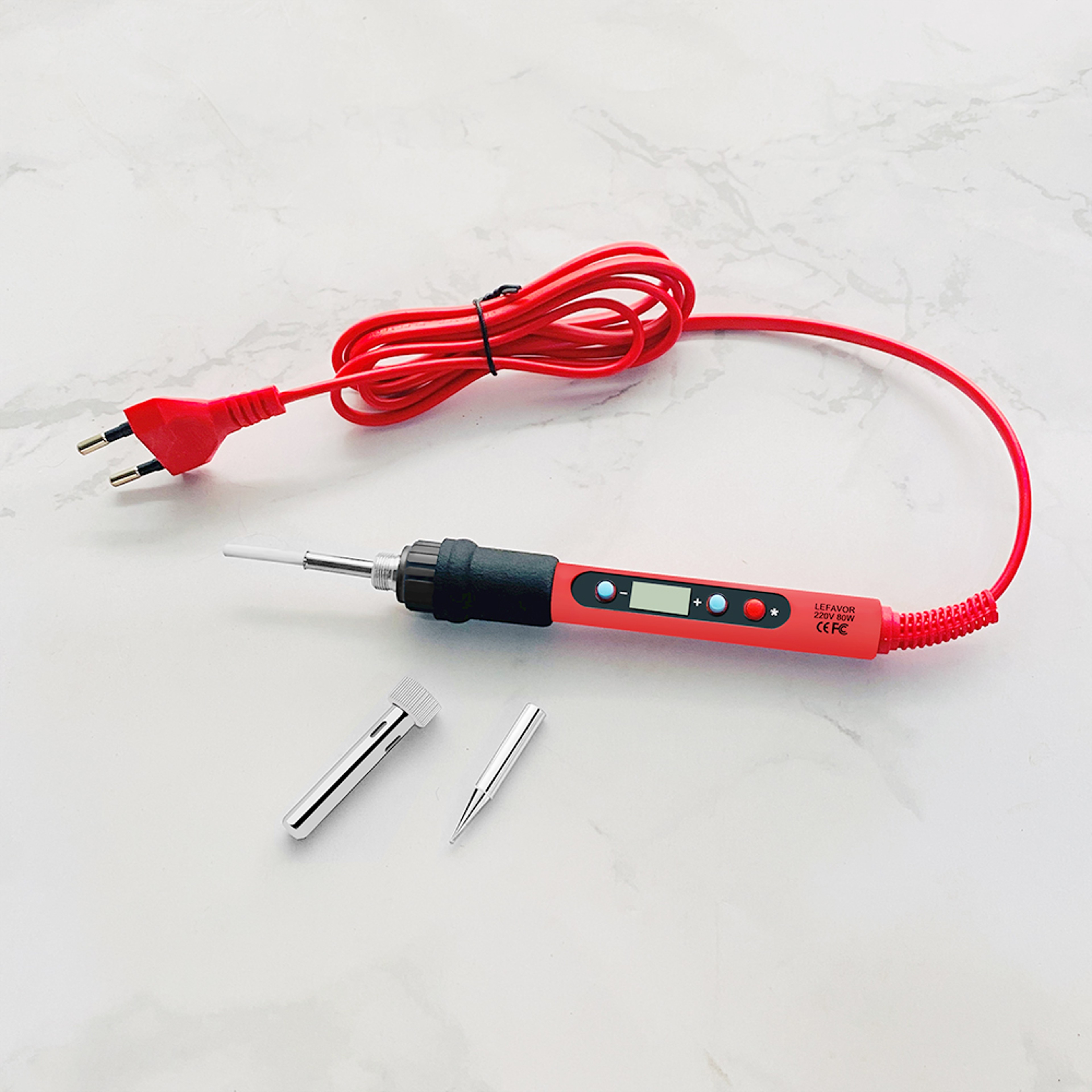 Professional 80W Soldering Iron Kit With Adjustable Temperature LCD Display Ceramic Heater Tips Twe 5