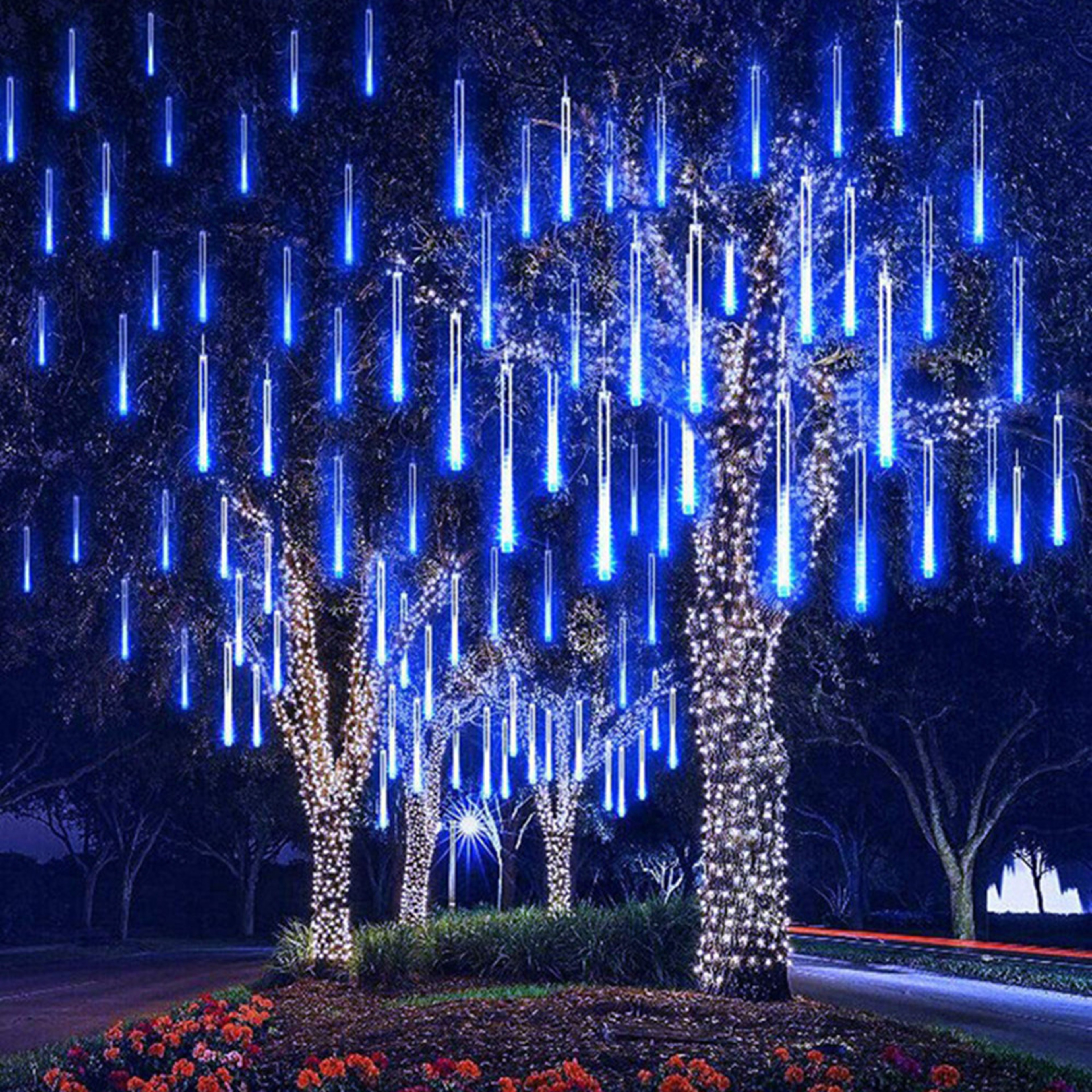 LED Meteor Shower Rain Lights Waterproof Falling Raindrop Fairy String Light For Christmas Holiday  0