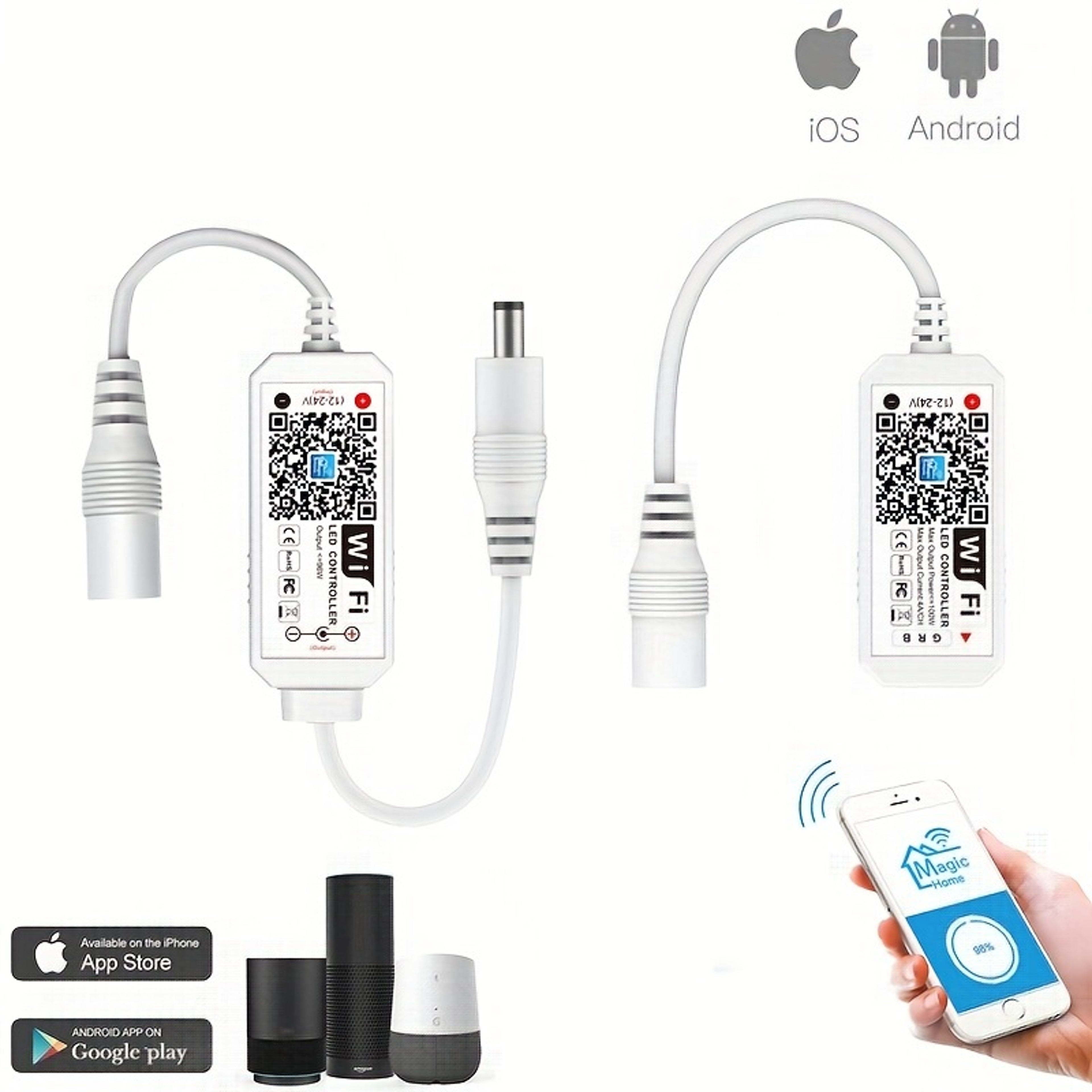 Magic Home WiFi RGBW RGB Controller for LED Strips, Works with Alexa, Google Home, Voice Control, DC12-24V Dimmer – view 1