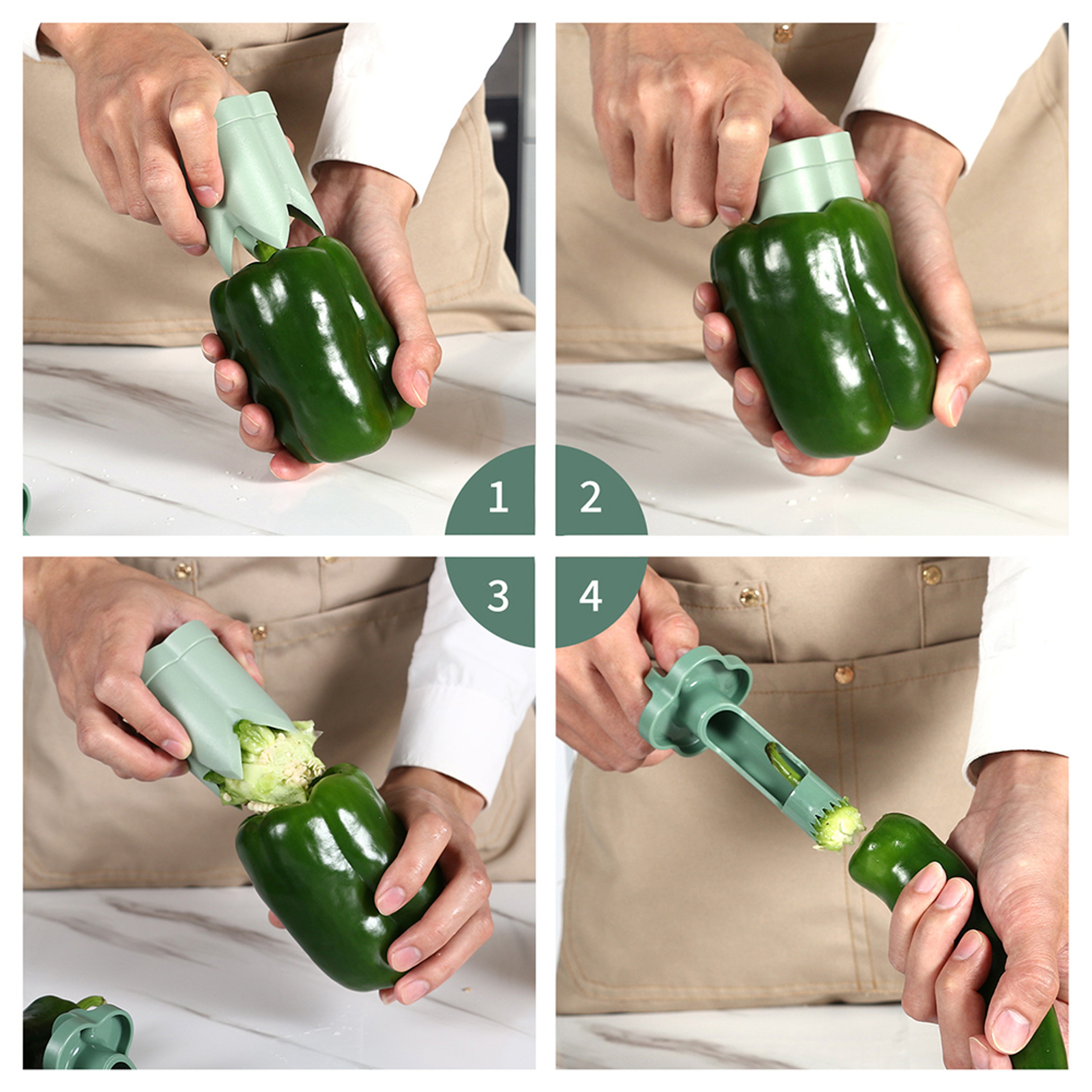 Quick-Core Kitchen Tool: 2-in-1 Seed Remover for Peppers and Fruit, Reusable, Portable Vegetable Coring Tool for Easy M – view 2