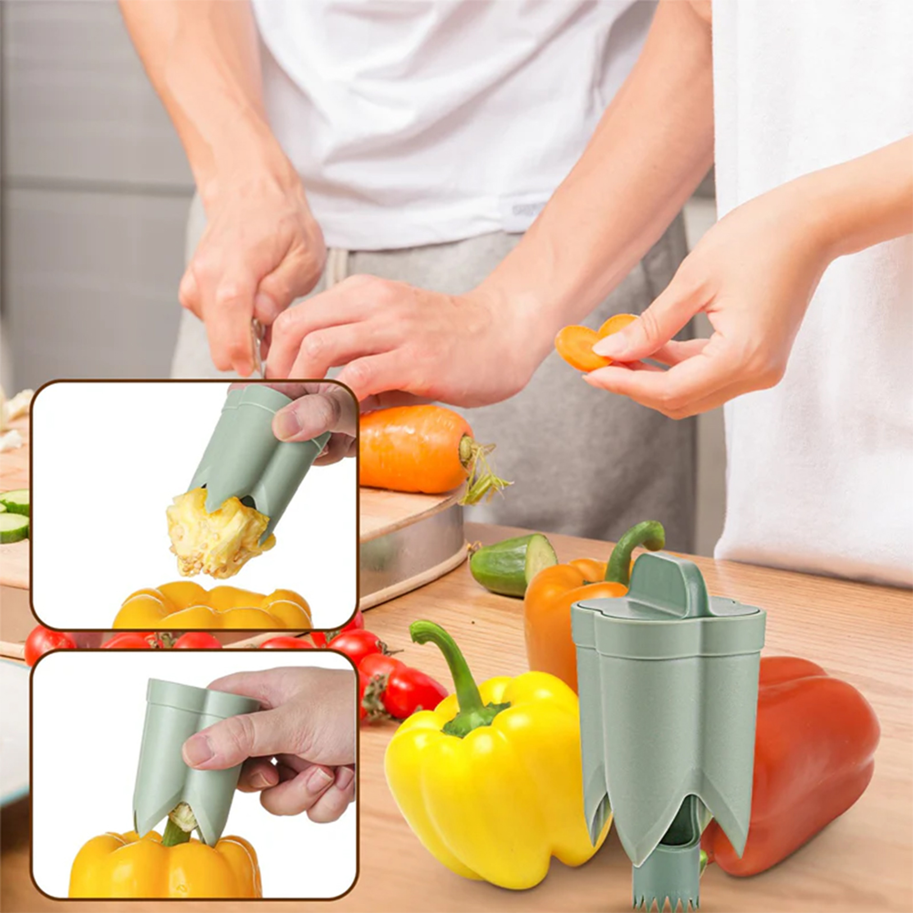Quick-Core Kitchen Tool: 2-in-1 Seed Remover for Peppers and Fruit, Reusable, Portable Vegetable Coring Tool for Easy M – view 3