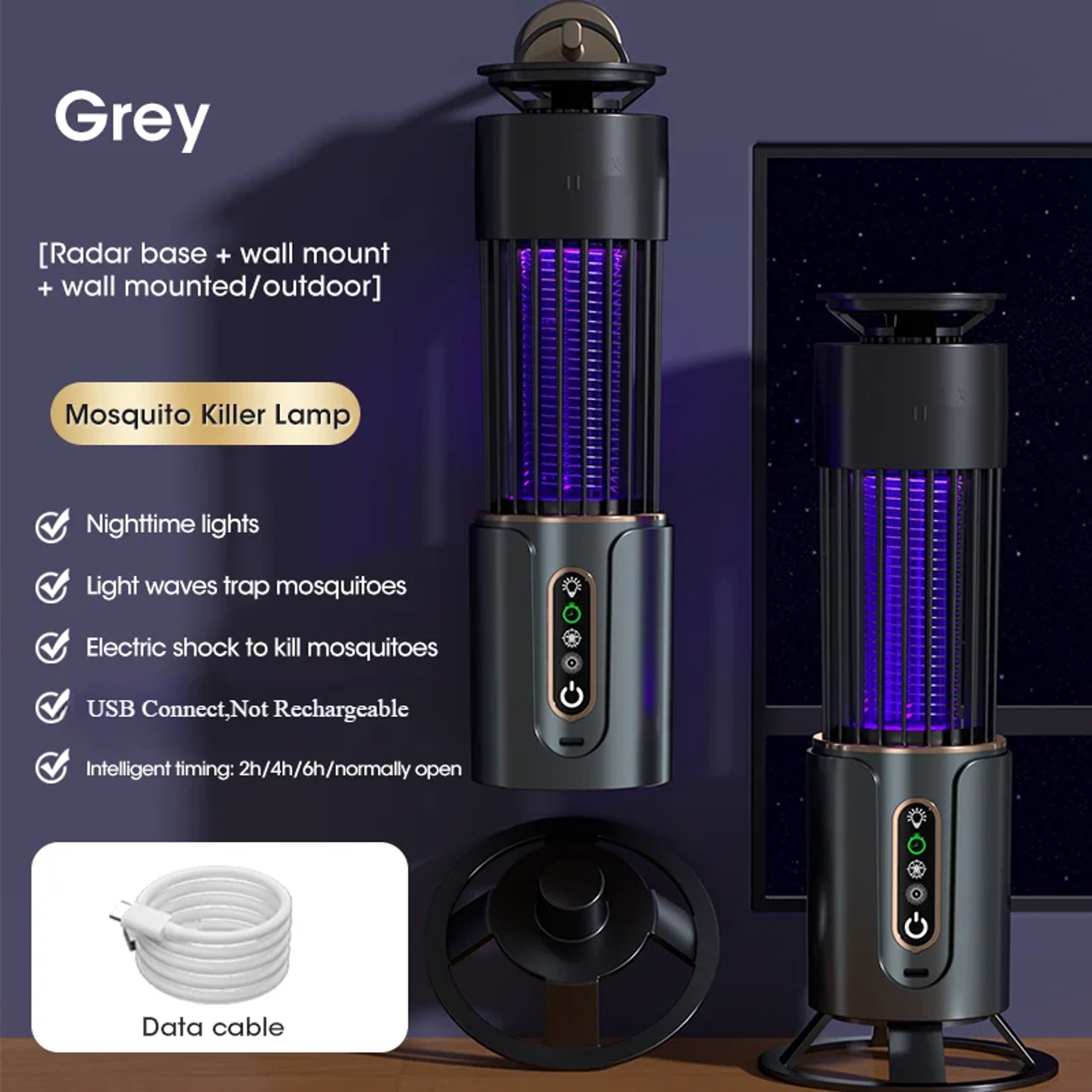 360° USB Rechargeable Mosquito Killer Lamp, Portable Outdoor Insect Killer, Camping Lantern with Timing Function – view 7