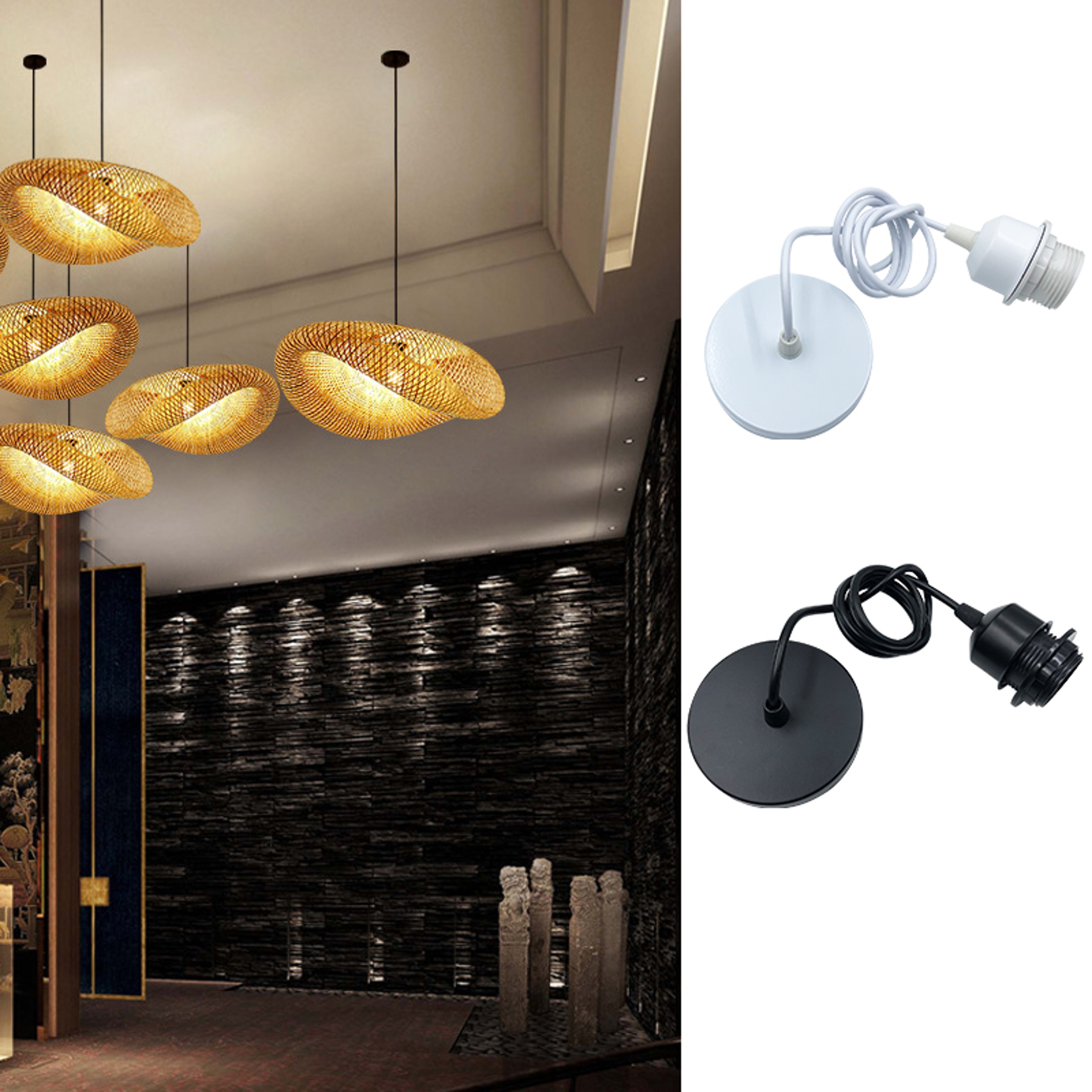 Vintage E27 Hanging Lamp Holder with 1m/1.5m Wire, Ceiling Pendant Light Socket Base for DIY Chandelier & Hanging Light – view 3
