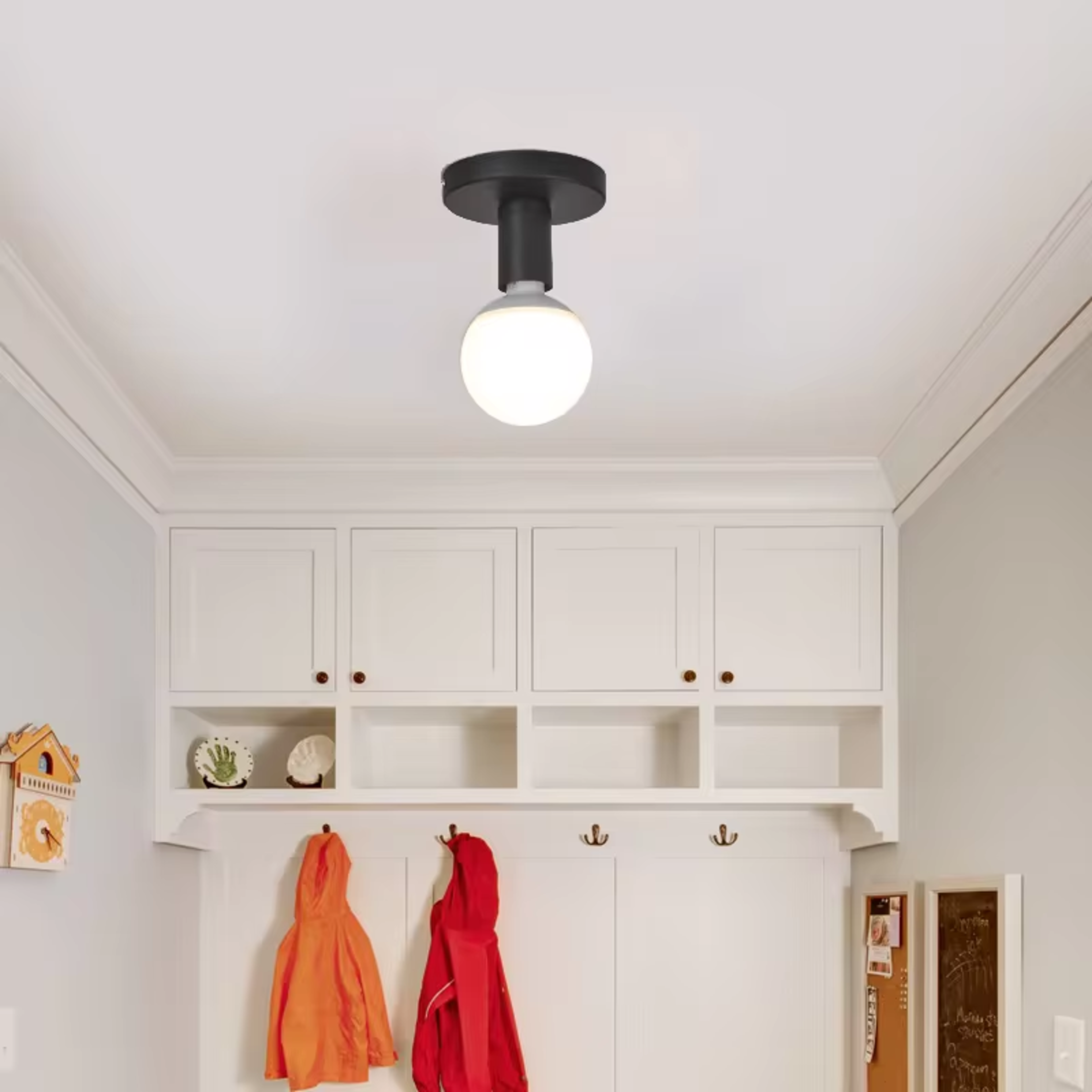 Modern Nordic Retro Iron E27 Lamp Holder - Black/White Wall or Ceiling Light for Living Room, Bedroom, Bathroom Decor – view 6