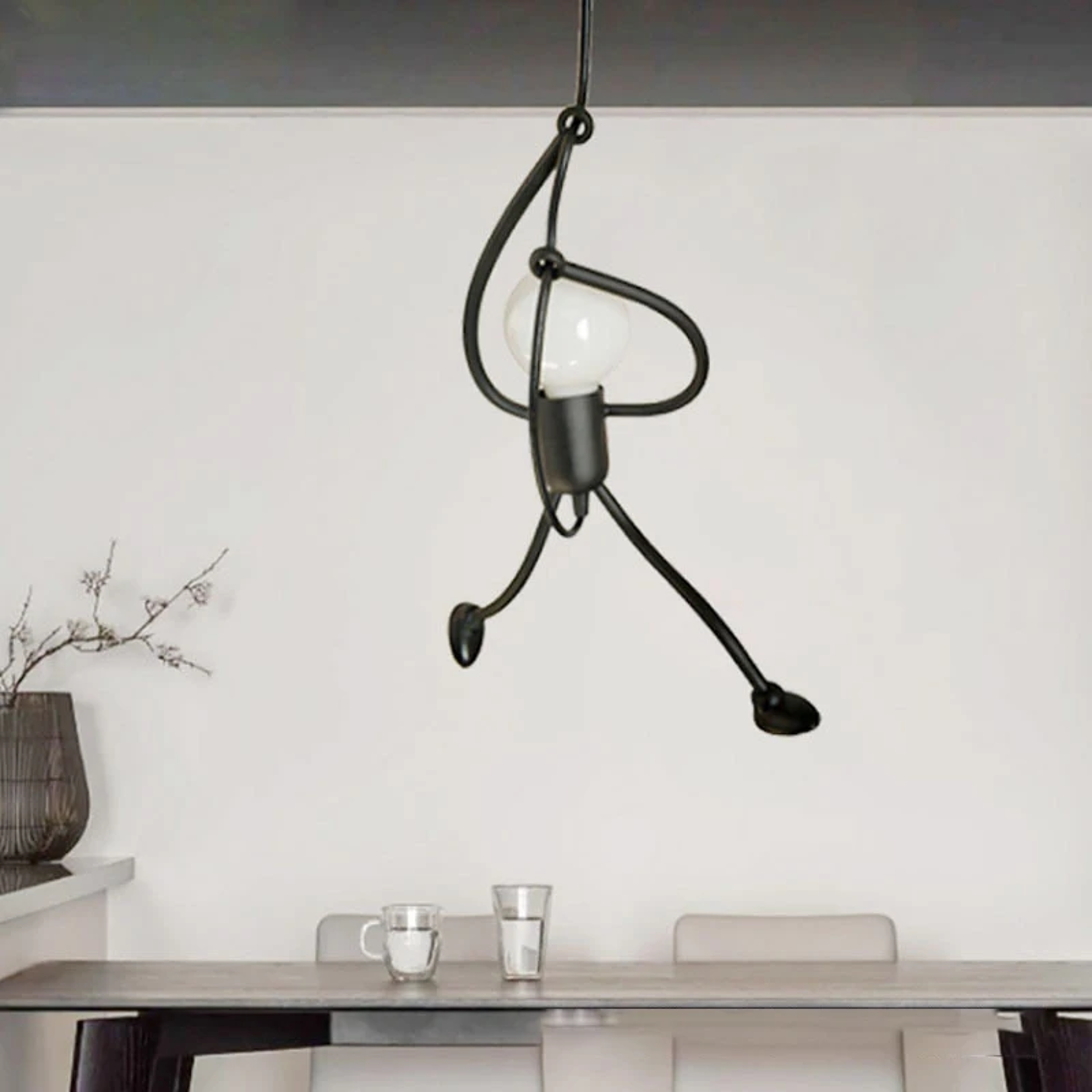 Vintage Iron Little Man Modern Arts Chandelier, Creative LED Ceiling Lamp for Home, Living Room, Children Bedroom Decor – view 3