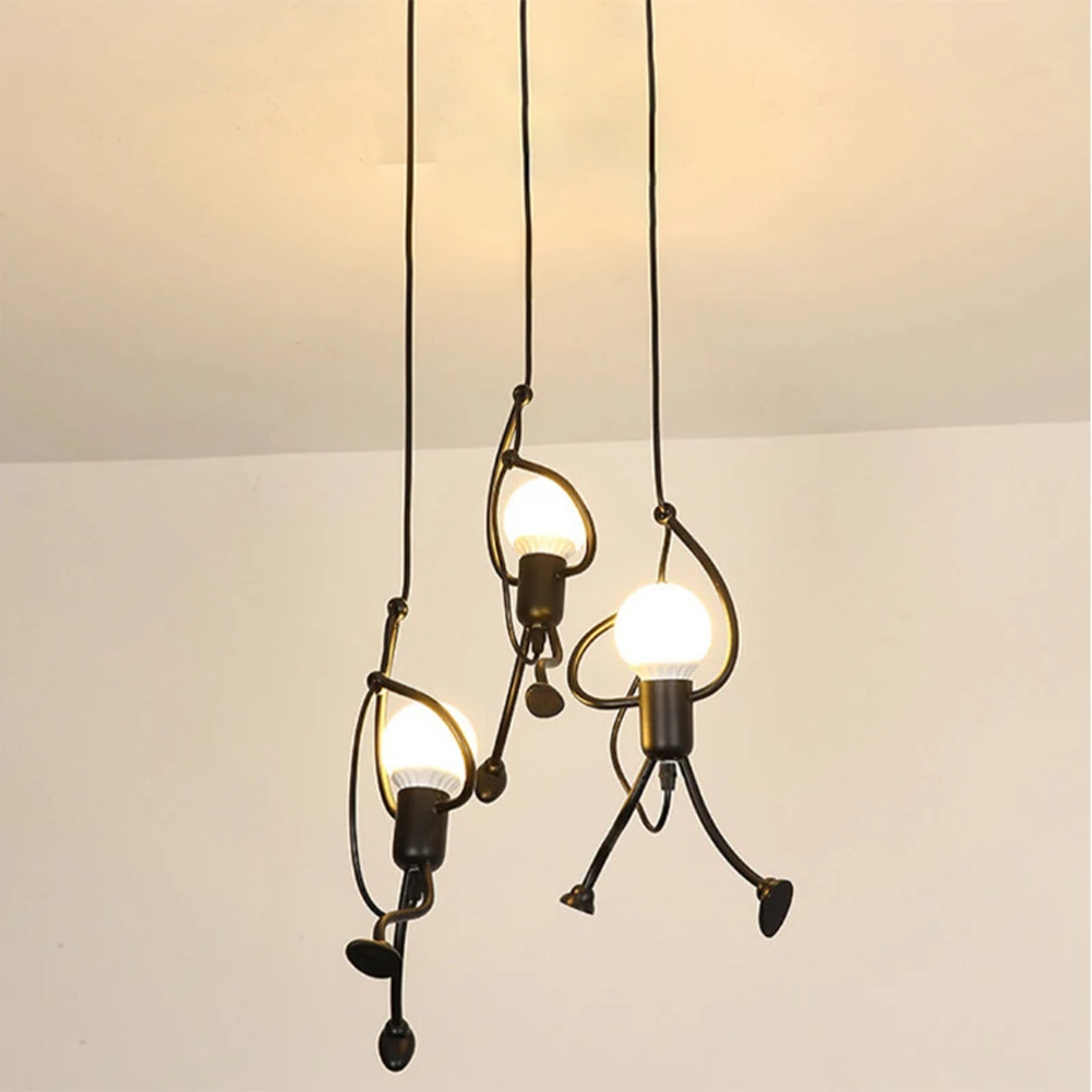 Vintage Iron Little Man Modern Arts Chandelier, Creative LED Ceiling Lamp for Home, Living Room, Children Bedroom Decor – view 4