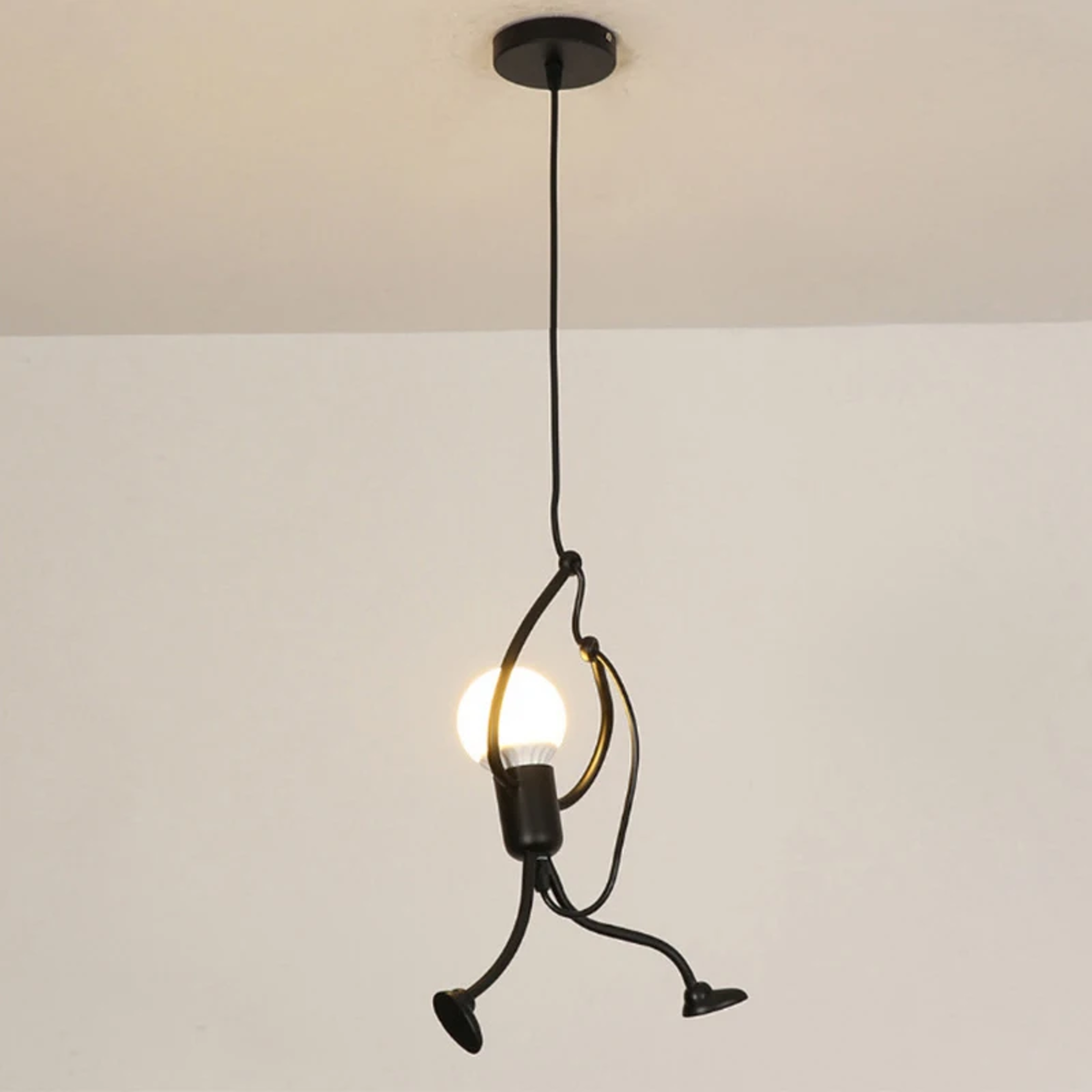 Vintage Iron Little Man LED Pendant Light, Creative Climbing Robot Hanging Lamp for Childrens Room, Dining Table, Home – view 8