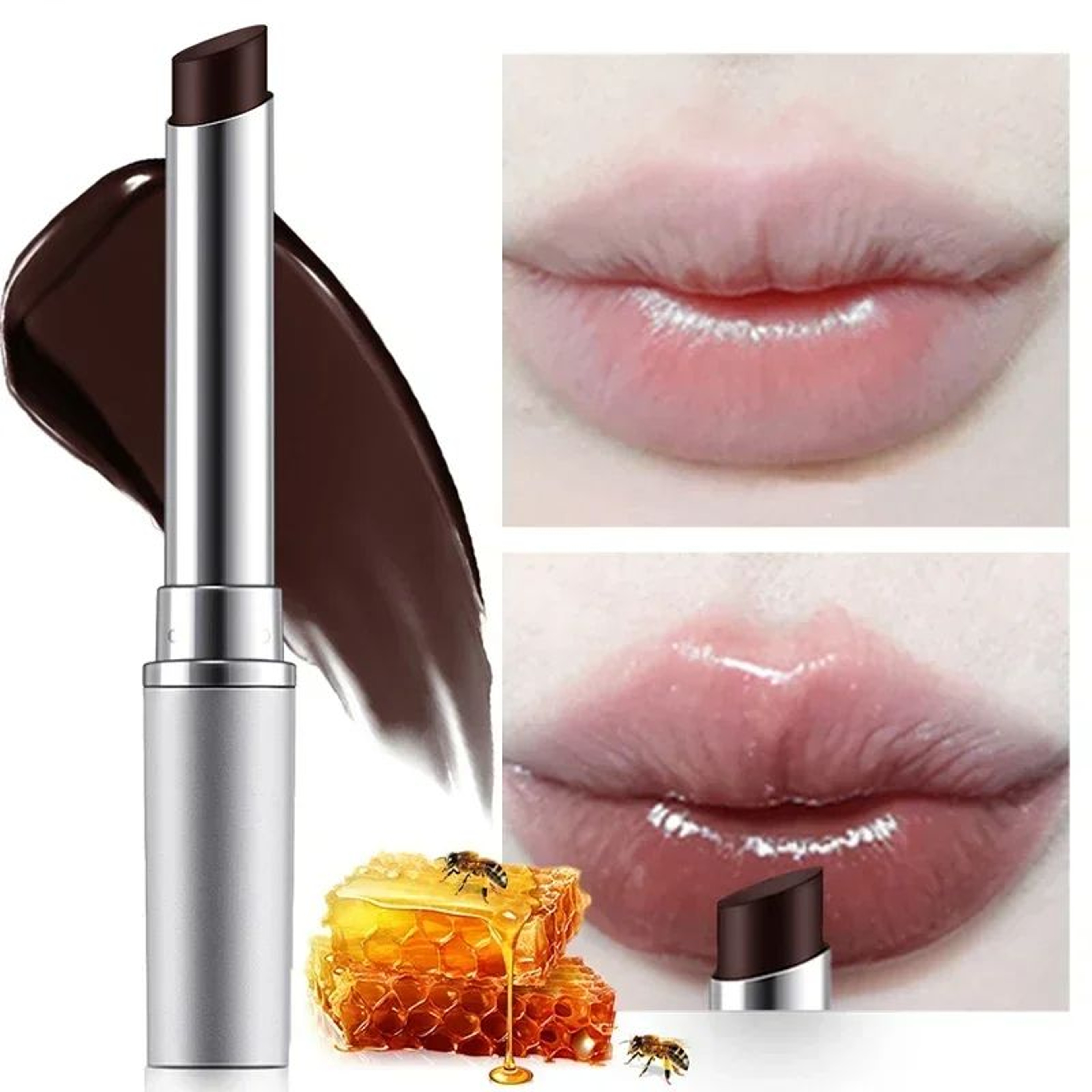Black Brown Honey Lipstick Nourishing Moisturizing Lasting Non Stick Cup Tinted Lip Balm Plumper Fo 4