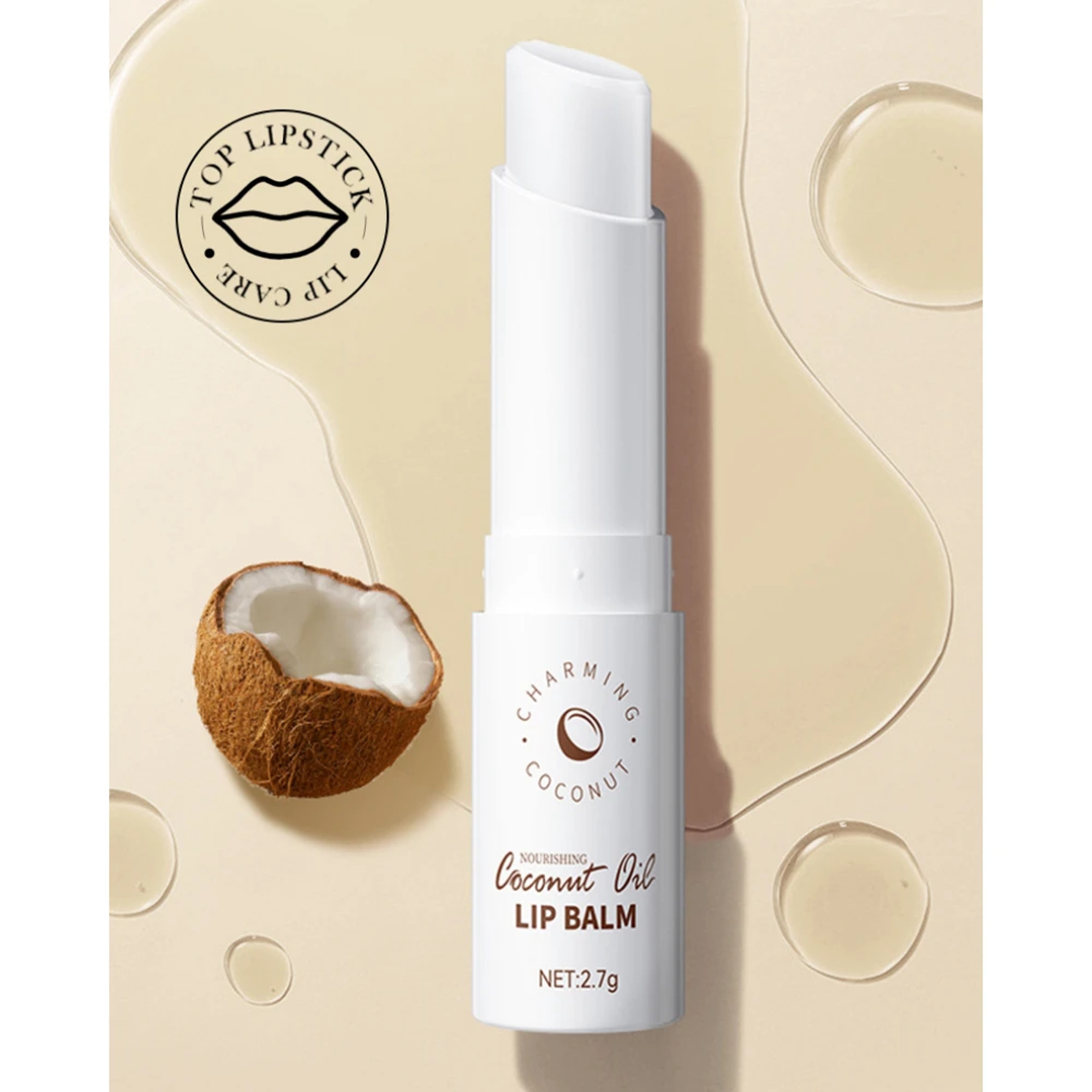 Coconut Lip Balm with Long Lasting Nourishment and Moisture, Daily Care Lip Balm for Men and Women, Soft Smooth Lips – view 2