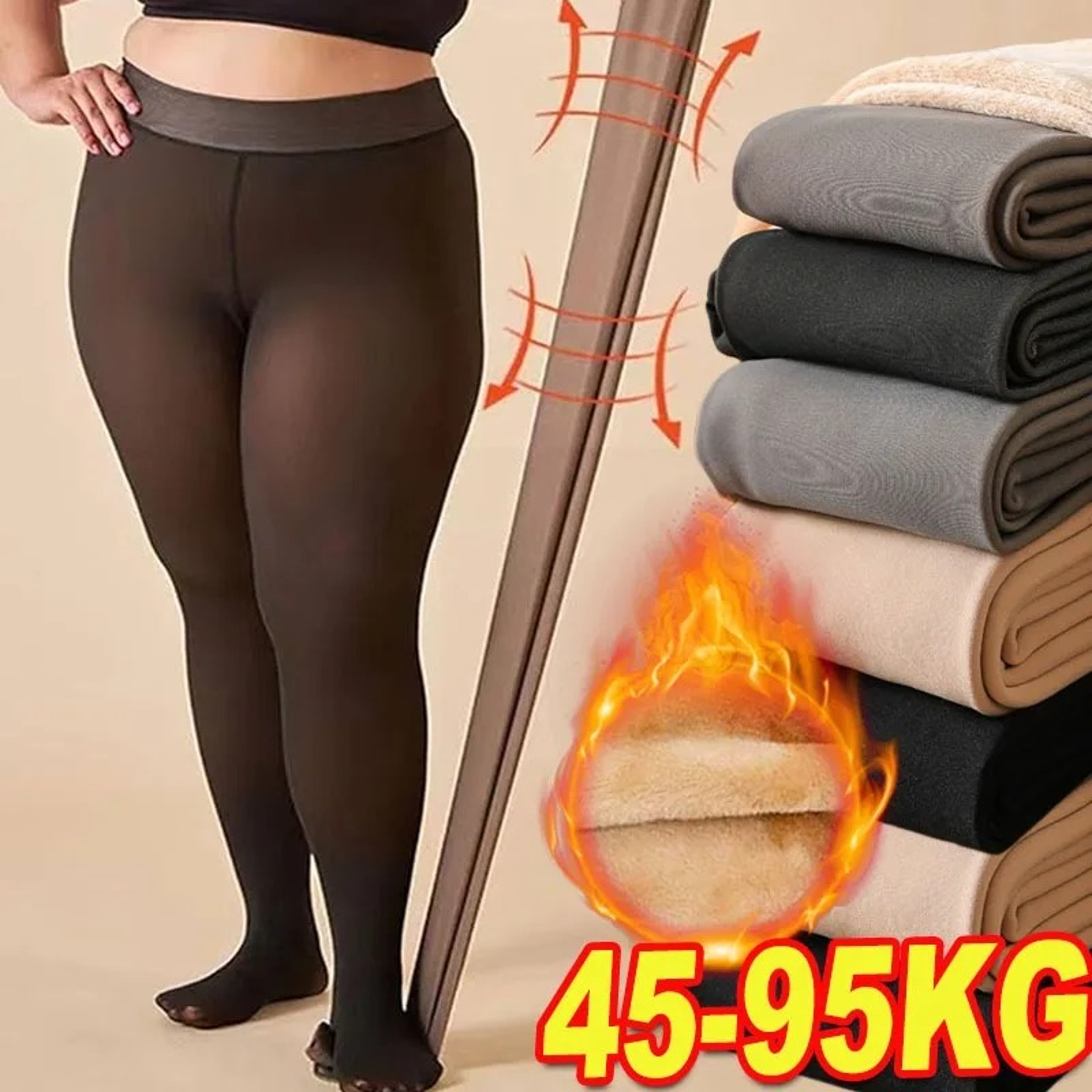 Winter Thermal Opaque Leggings High Waist, Plus Size Fleece Lined Tights Women, Warm Insulated Fake Sheer Tights – view 2