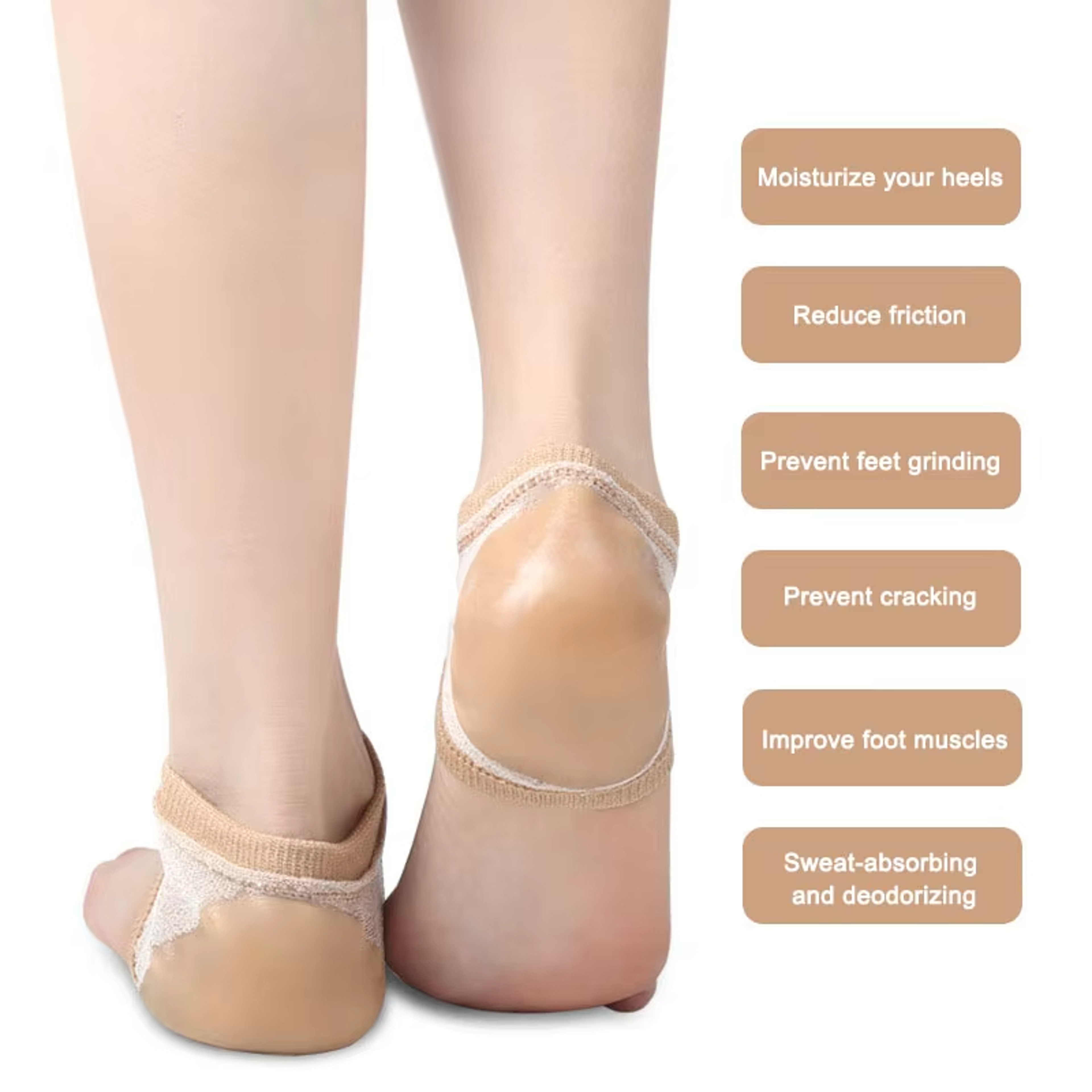 Gel Silicone Heel Protectors, Heel Pads & Cups for Plantar Fasciitis Support, Foot Care, Skin Repair – view 2