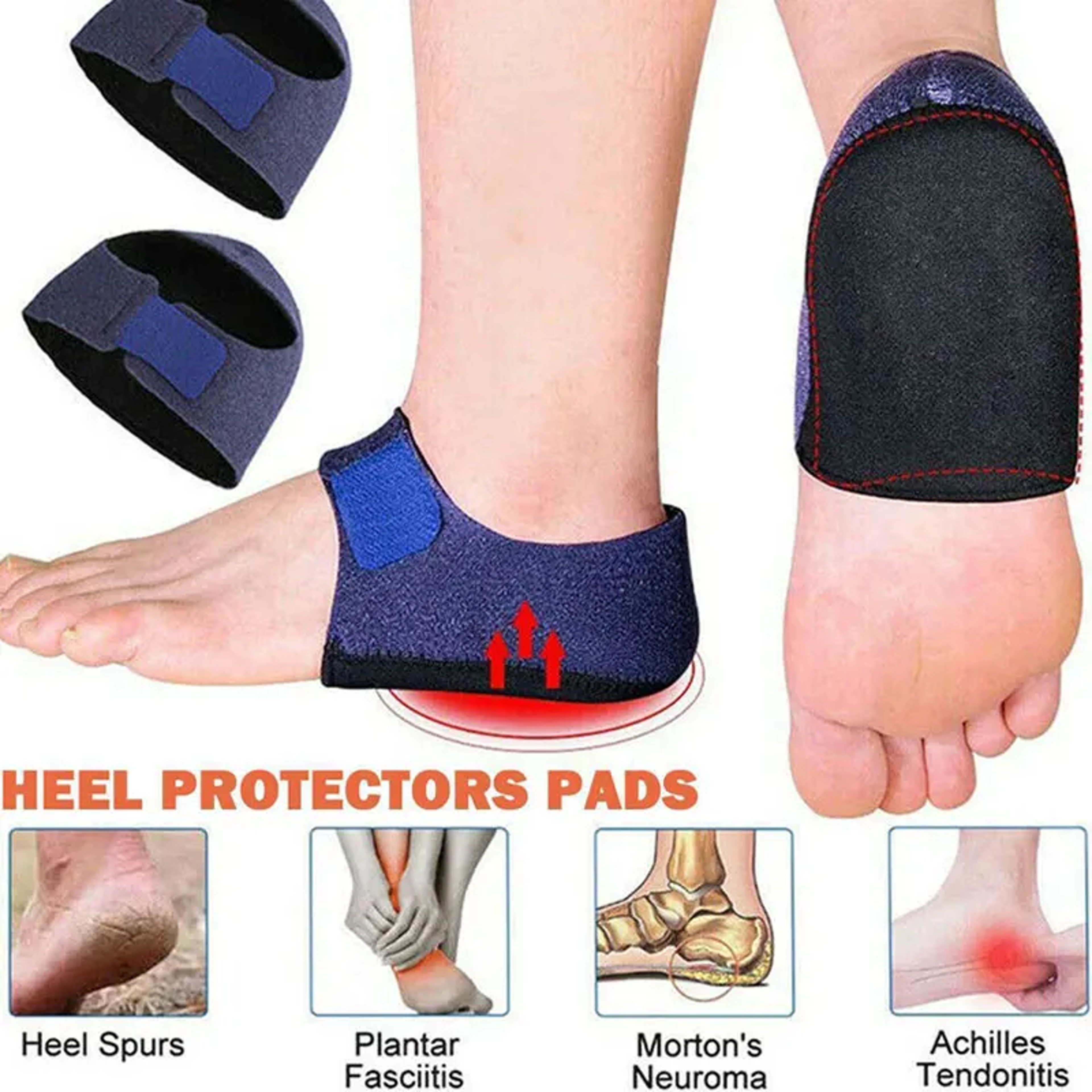 Plantar Fasciitis Silicone Heel Protector, U-Cup Shock Absorption Sleeve for Spur Relief, Pain-Free Walking Half-Yard – view 4